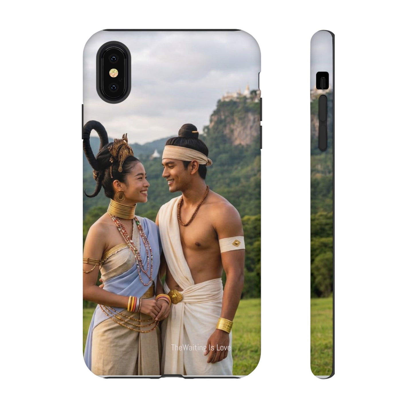 Phone Case — Romantic Couple Photo Print, Tropical Temple Landscape Protective Cover