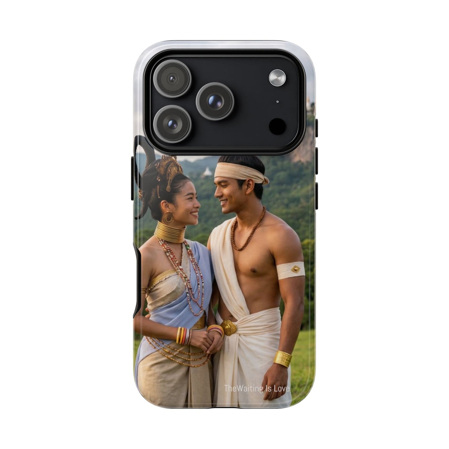 Phone Case — Romantic Couple Photo Print, Tropical Temple Landscape Protective Cover