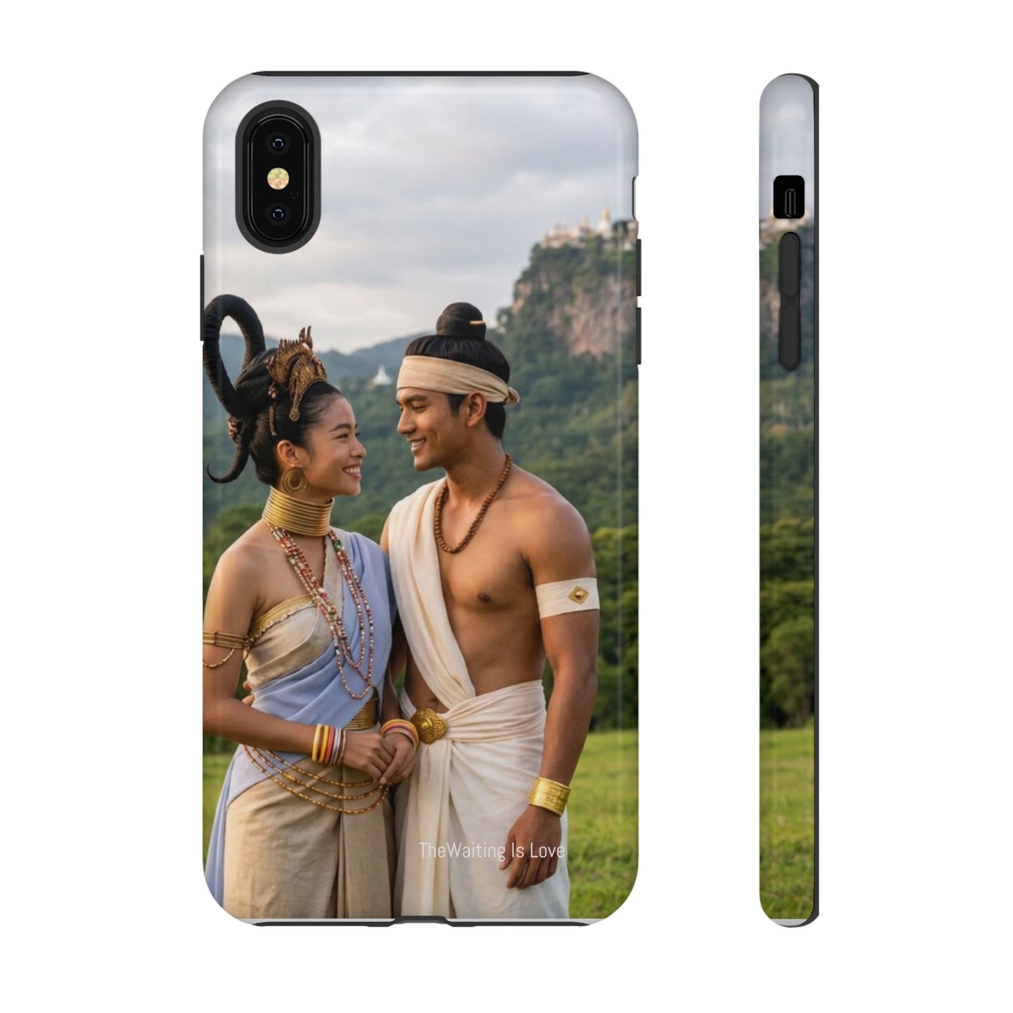 Phone Case — Romantic Couple Photo Print, Tropical Temple Landscape Protective Cover