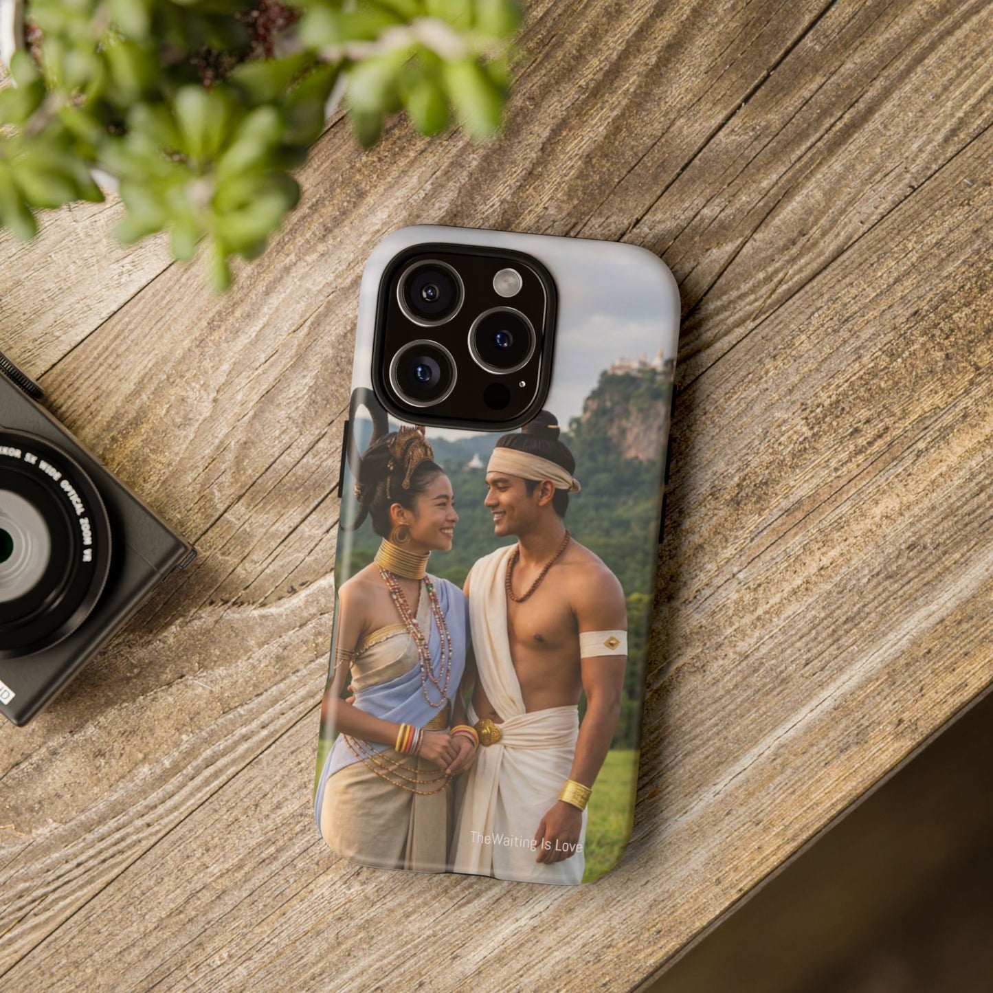 Phone Case — Romantic Couple Photo Print, Tropical Temple Landscape Protective Cover