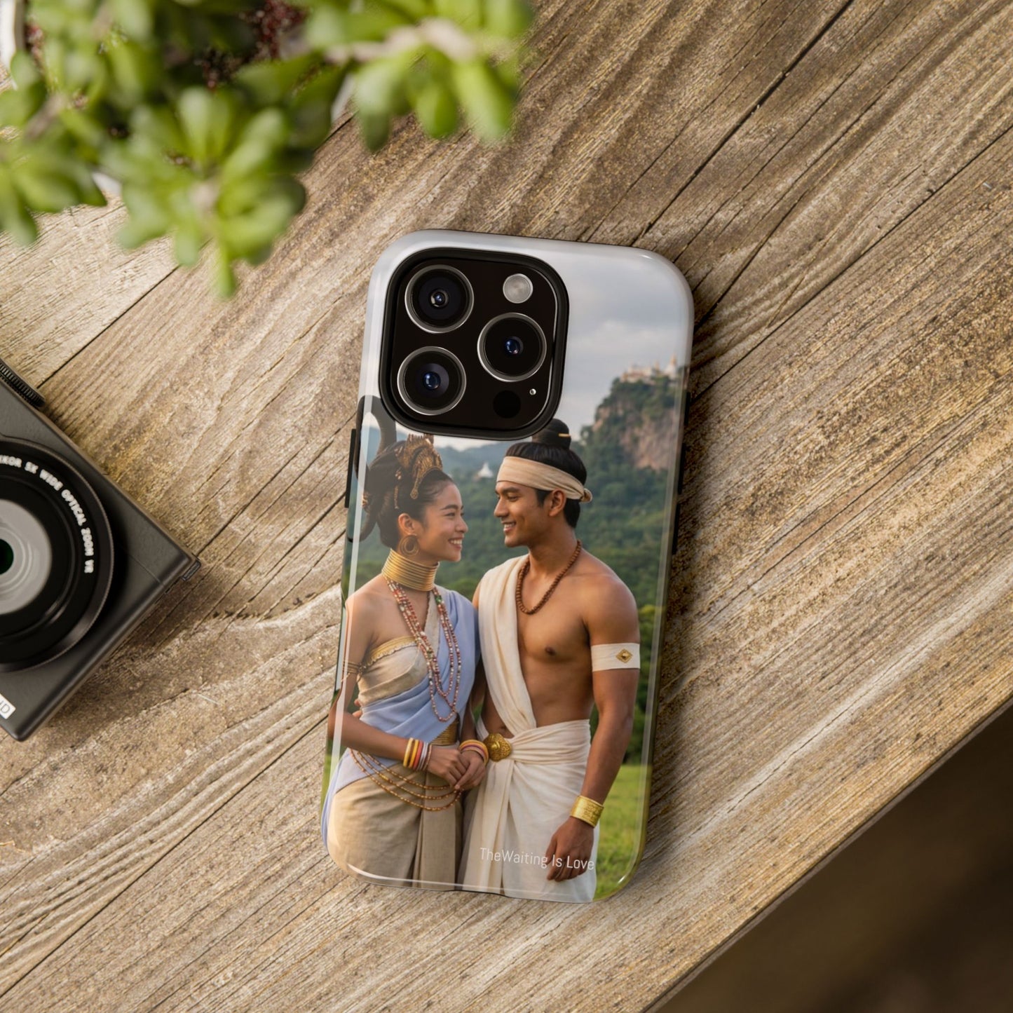 Phone Case — Romantic Couple Photo Print, Tropical Temple Landscape Protective Cover