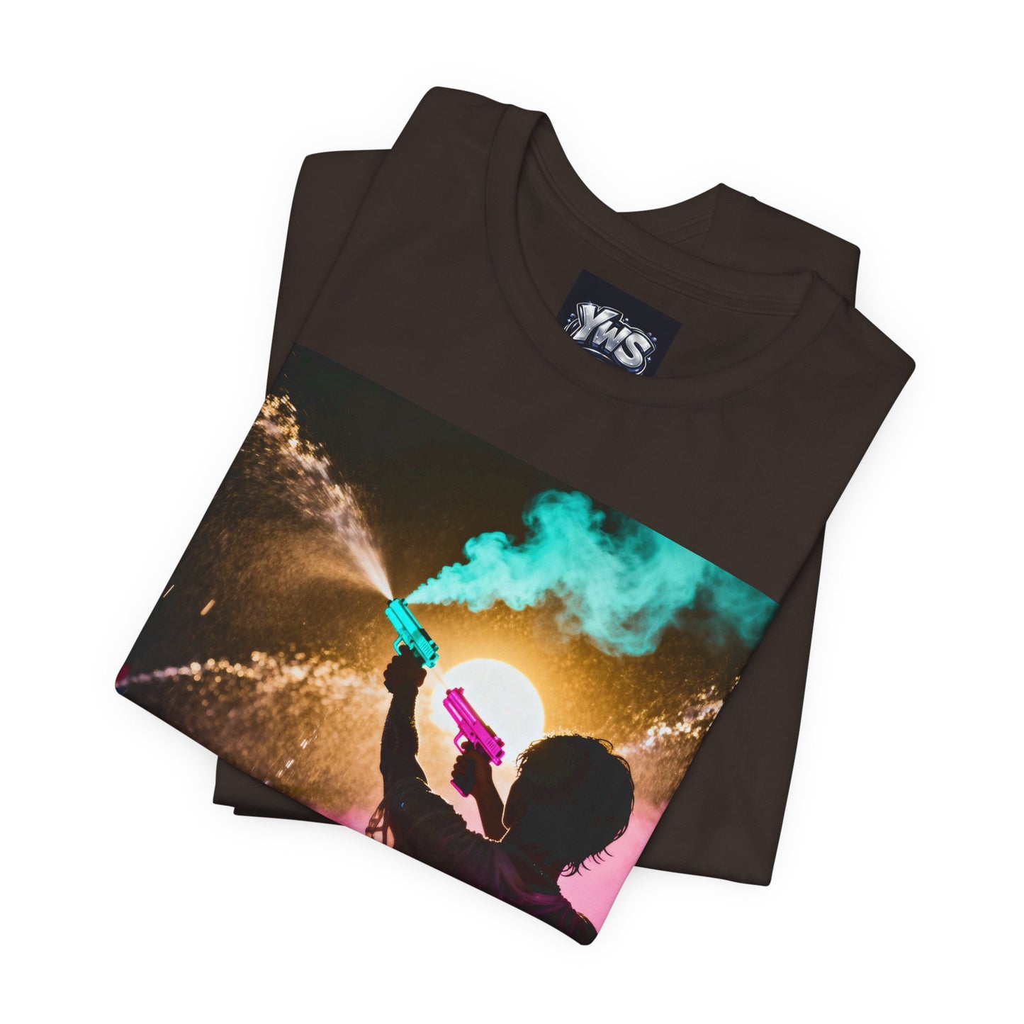 Concert Silhouette Tee — Colorful Smoke Festival Photo T‑Shirt