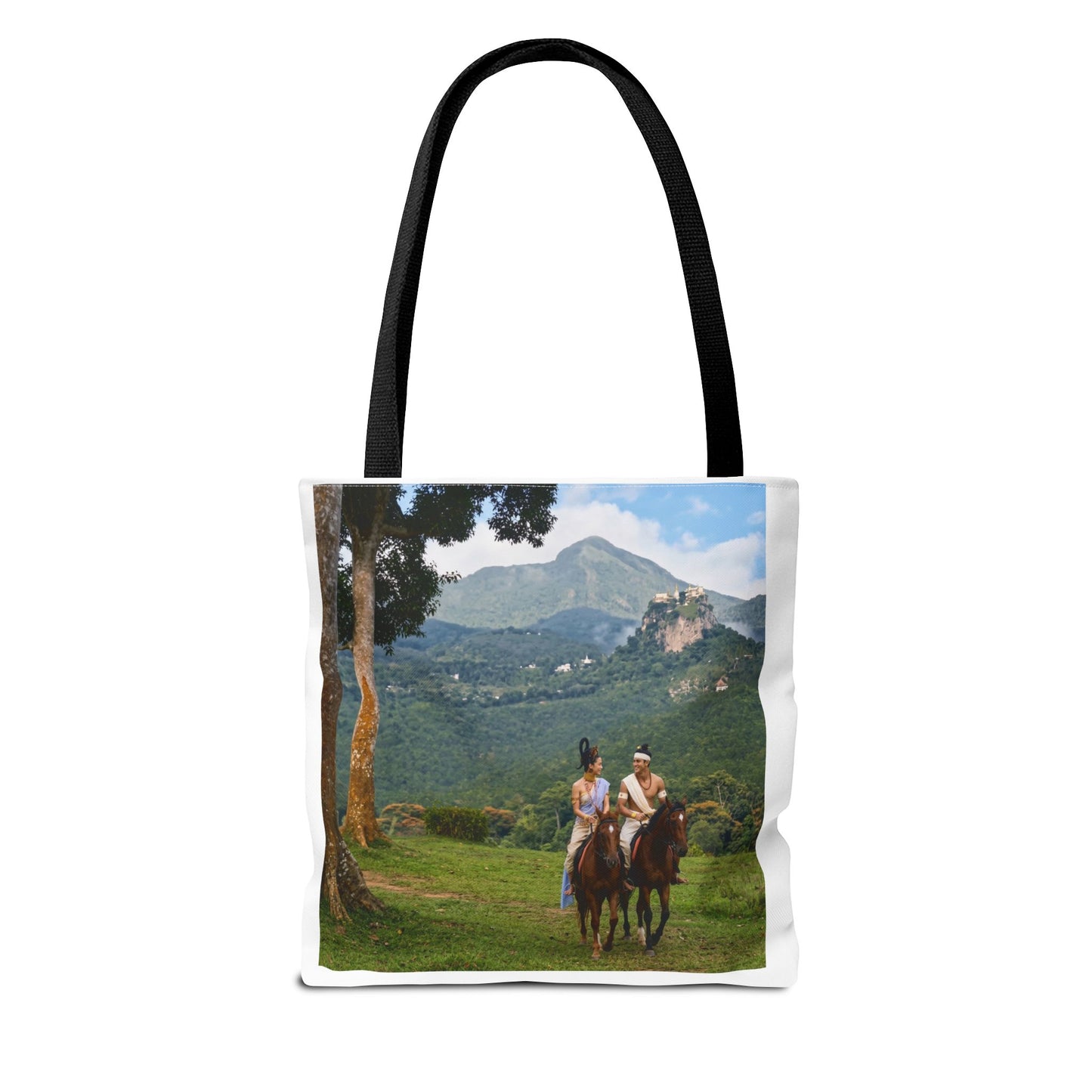 Scenic Couple Illustration Tote Bag — Romantic Travel Landscape AOP