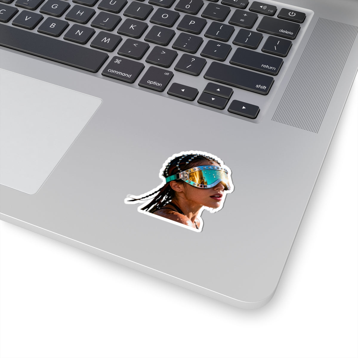 Futuristic Goggles Kiss-Cut Sticker — Reflective Festival & Rave Helmet Sticker