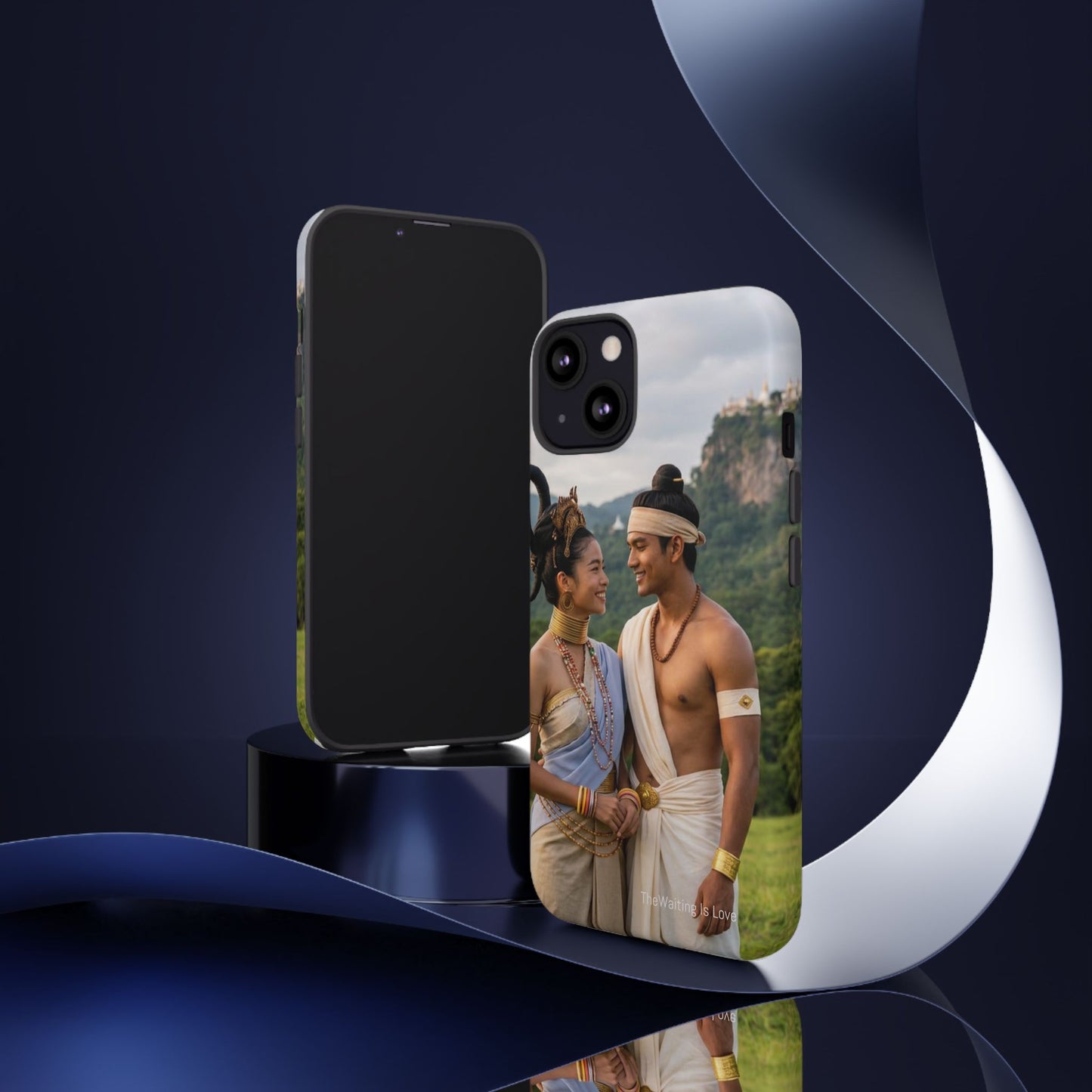 Phone Case — Romantic Couple Photo Print, Tropical Temple Landscape Protective Cover