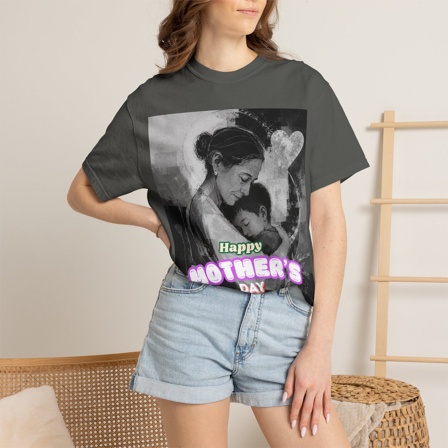 Mother's Day T-Shirt - Vintage Mother & Baby Portrait with "Happy Mother's Day"