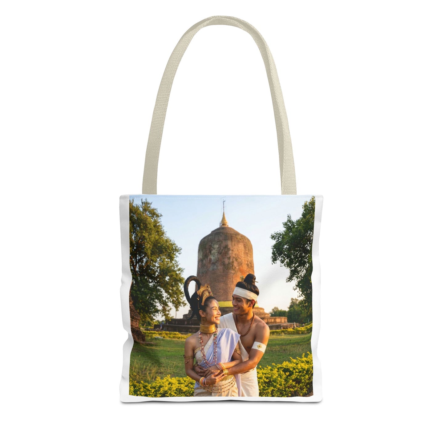 Scenic Couple Illustration Tote Bag — Romantic Travel Landscape AOP