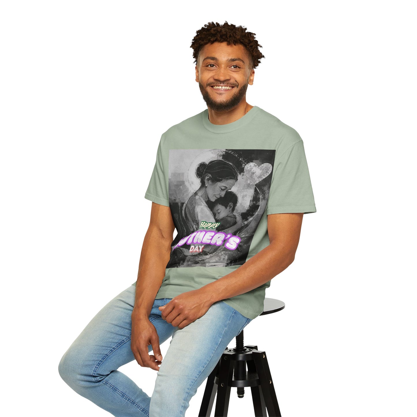Mother's Day T-Shirt - Vintage Mother & Baby Portrait with "Happy Mother's Day"