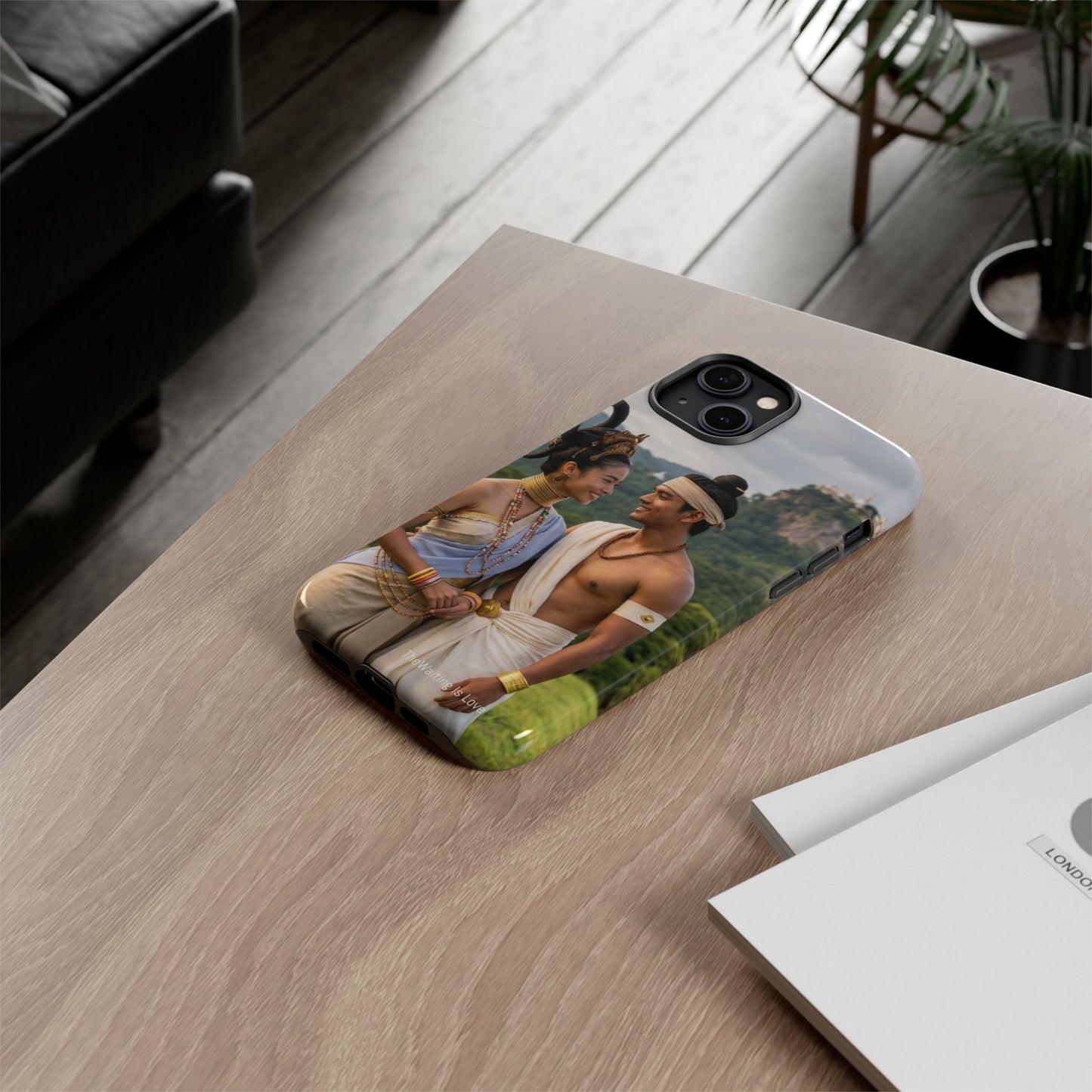 Phone Case — Romantic Couple Photo Print, Tropical Temple Landscape Protective Cover