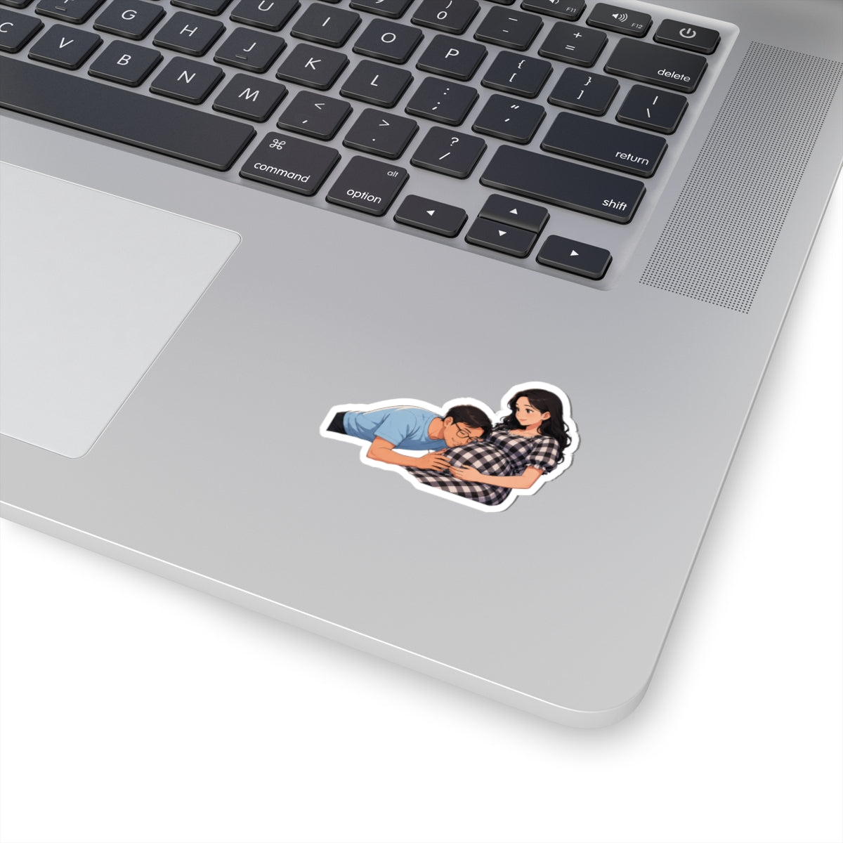 Pregnancy Love Sticker — Expectant Couple Kiss-Cut Vinyl Decal