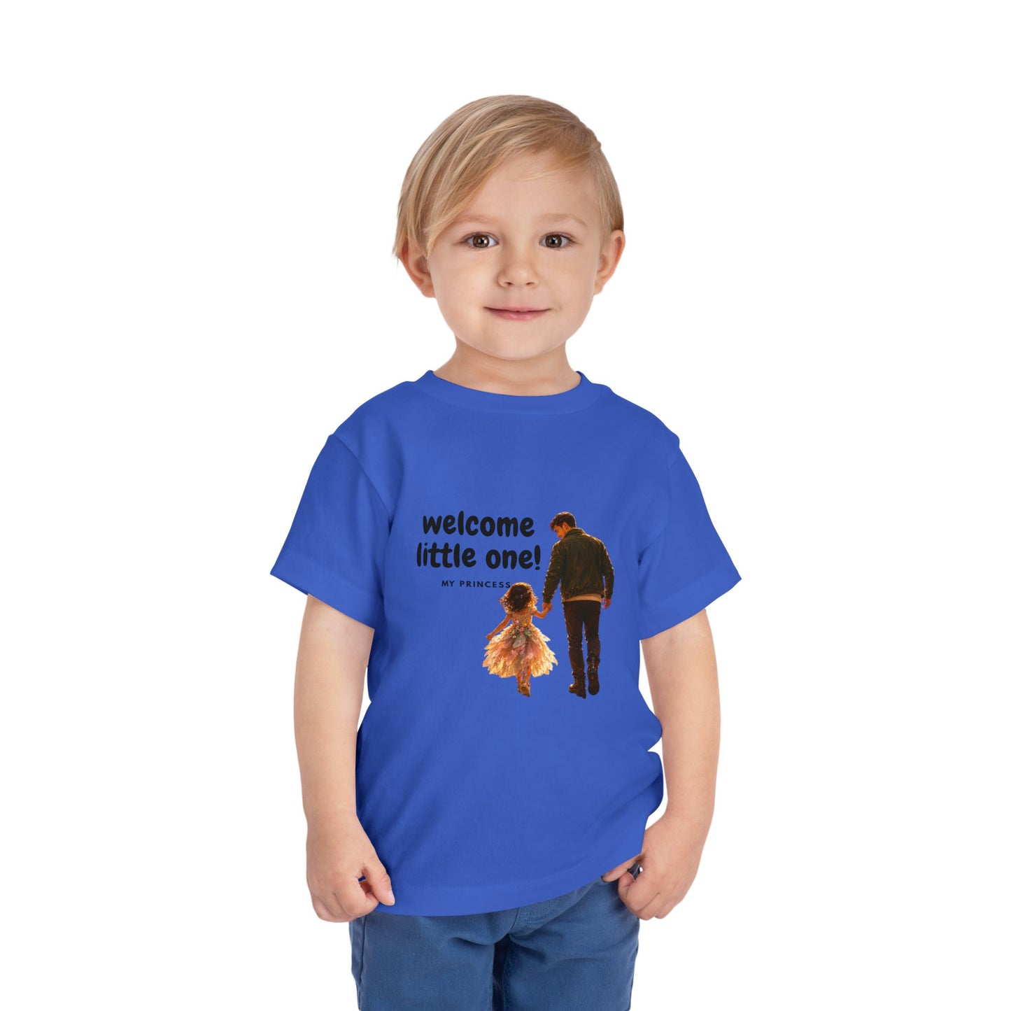 Toddler Tee — "Welcome Little One" Father & Daughter Walk Graphic