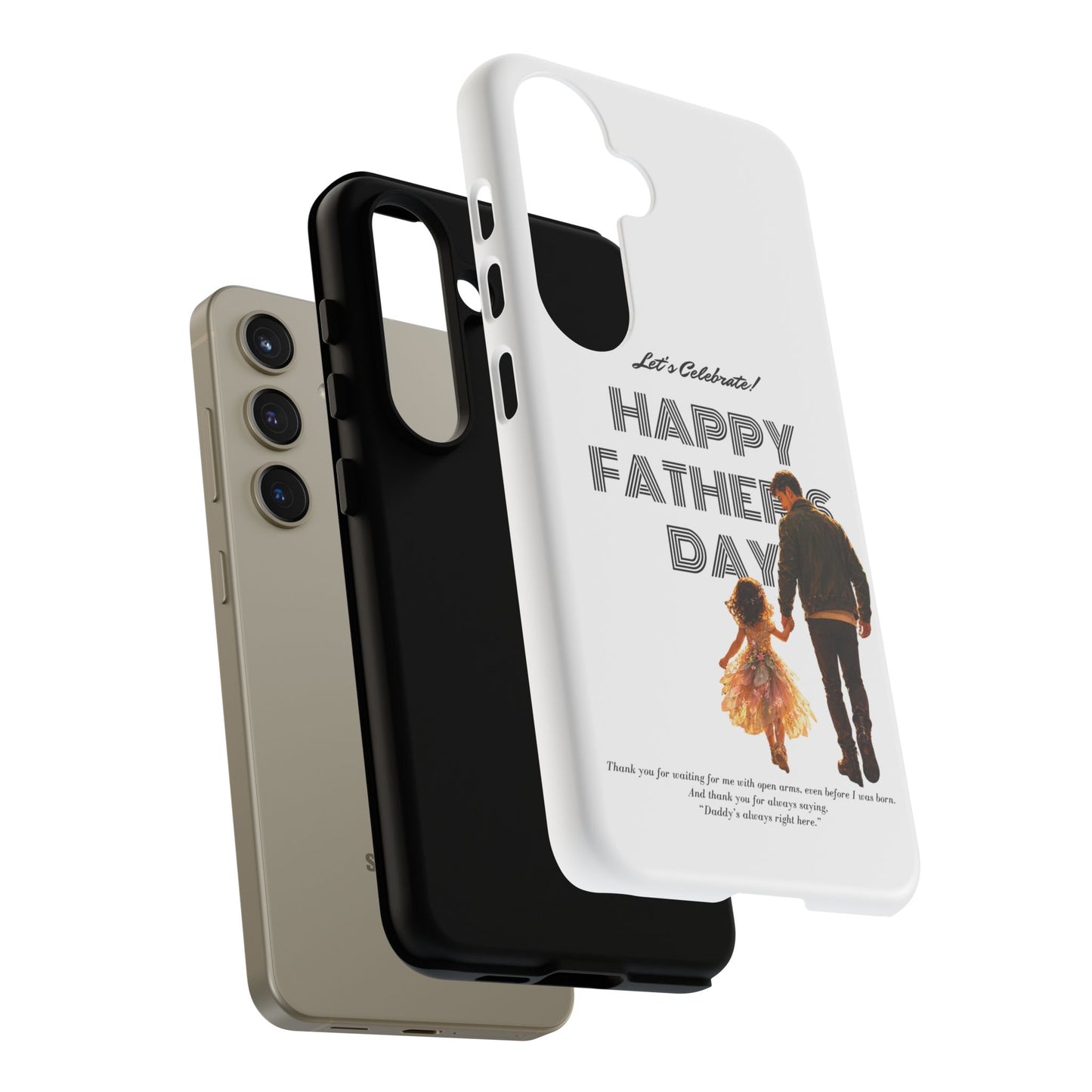 Father's Day Phone Case — "Let's Celebrate! Happy Father's Day" Dad & Daughter Design