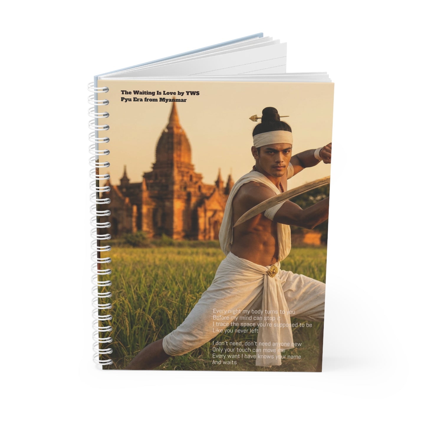 Spiral Notebook — Warrior Poetry Cover (Martial Artist with Temple)