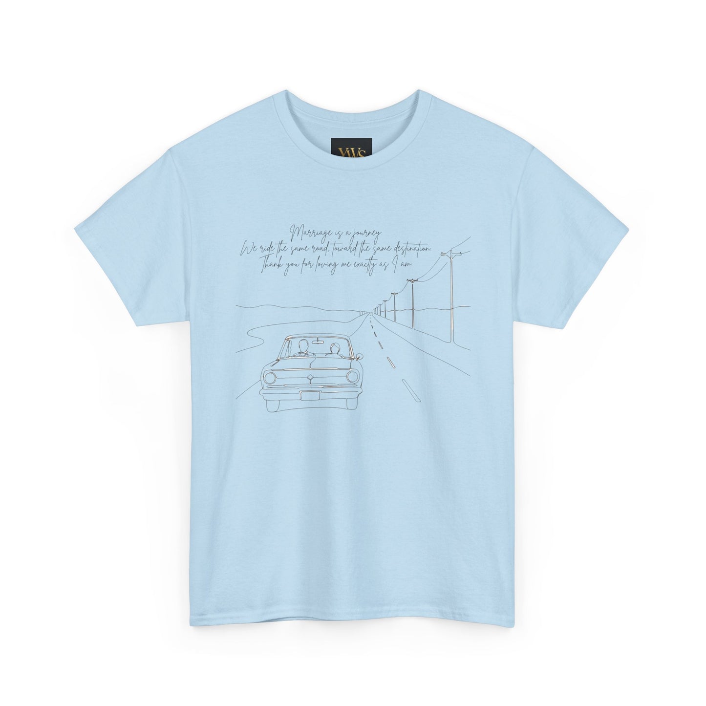 Vintage Road Sketch Tee — Minimal Car Illustration with Handwritten Quote