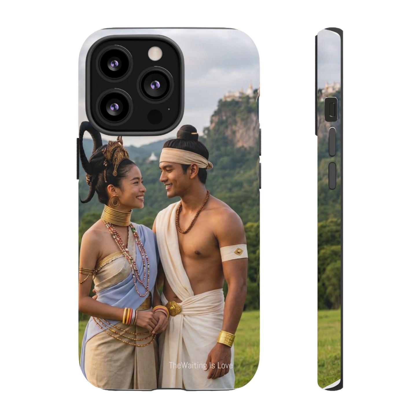 Phone Case — Romantic Couple Photo Print, Tropical Temple Landscape Protective Cover