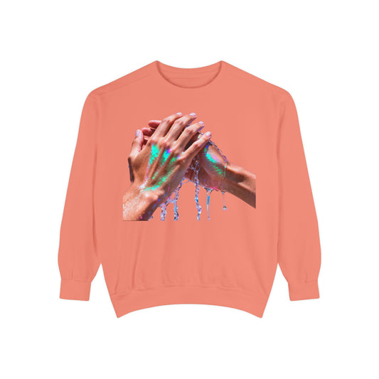 Hands Washing Art Sweatshirt — Colorful Dripping Paint Graphic Crewneck