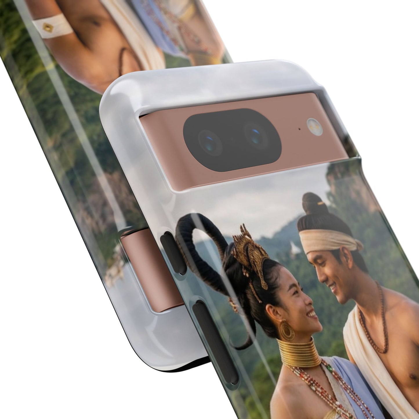 Phone Case — Romantic Couple Photo Print, Tropical Temple Landscape Protective Cover