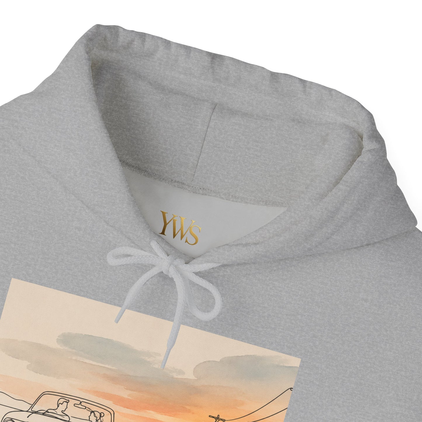 Sunset Drive Hoodie – Retro Car Road Trip Graphic Sweatshirt