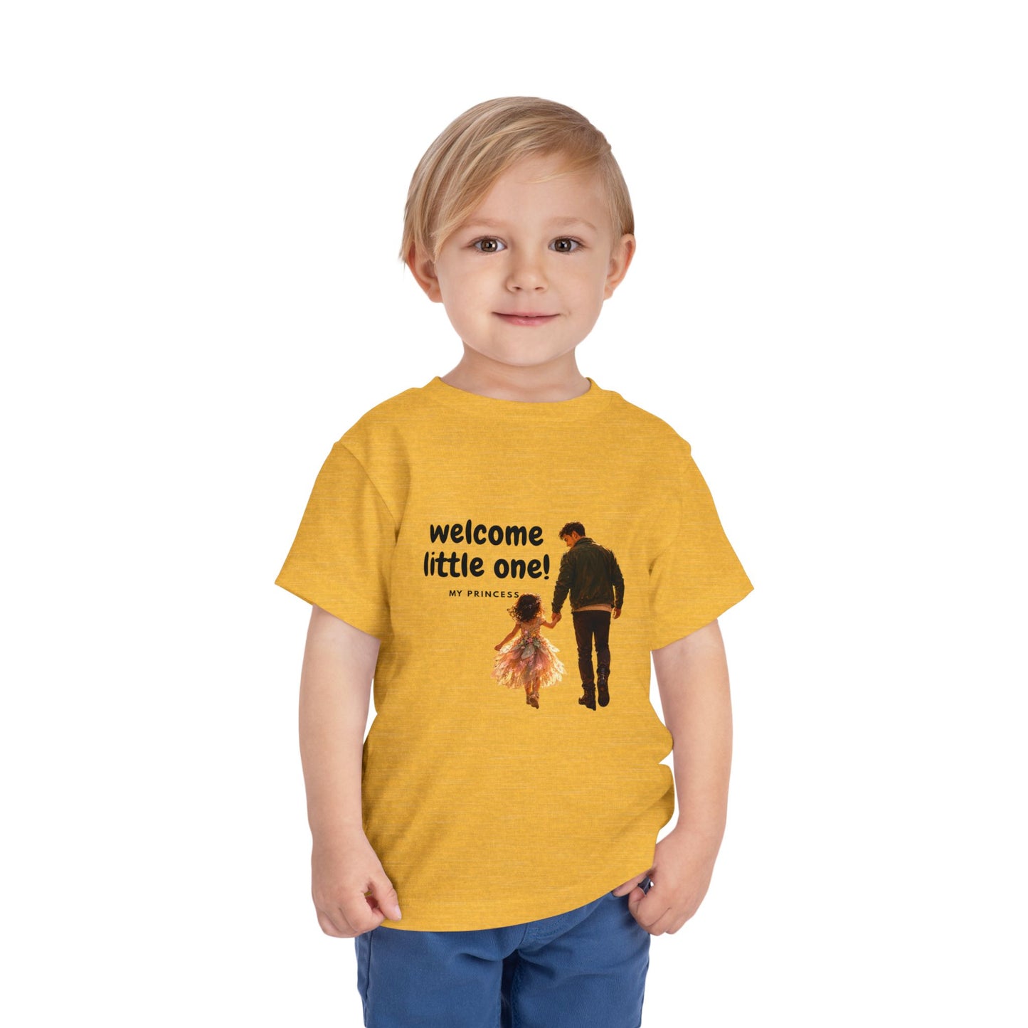 Toddler Tee — "Welcome Little One" Father & Daughter Walk Graphic