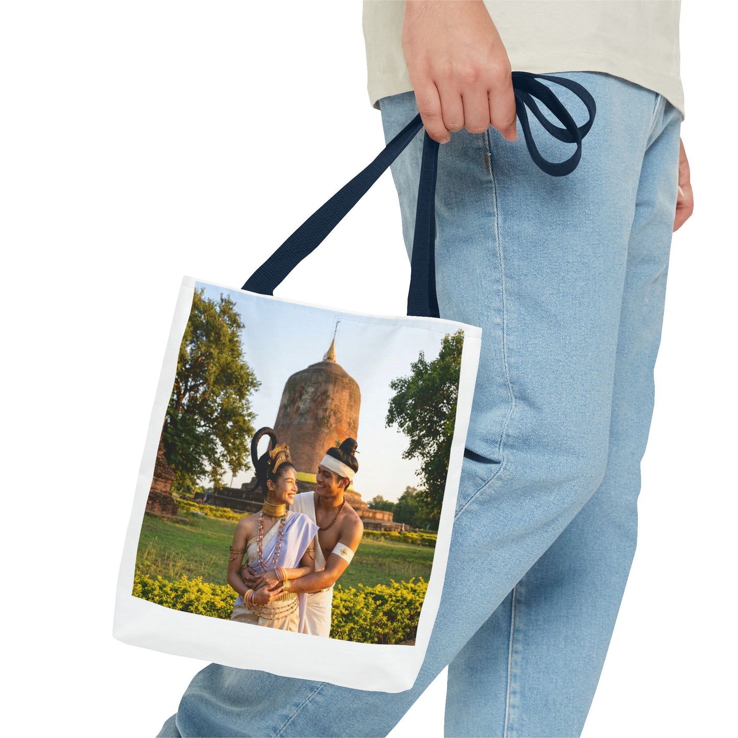 Scenic Couple Illustration Tote Bag — Romantic Travel Landscape AOP