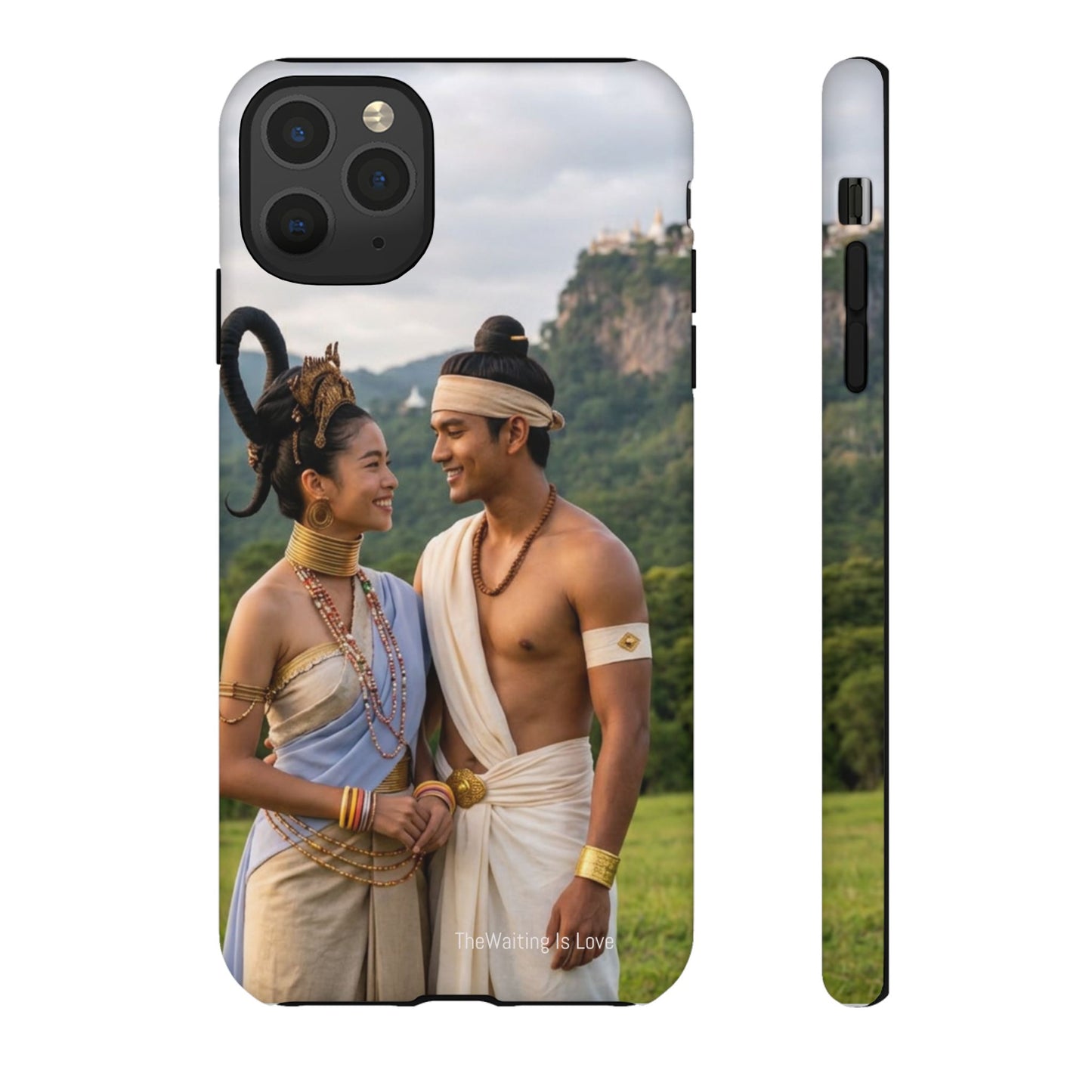 Phone Case — Romantic Couple Photo Print, Tropical Temple Landscape Protective Cover