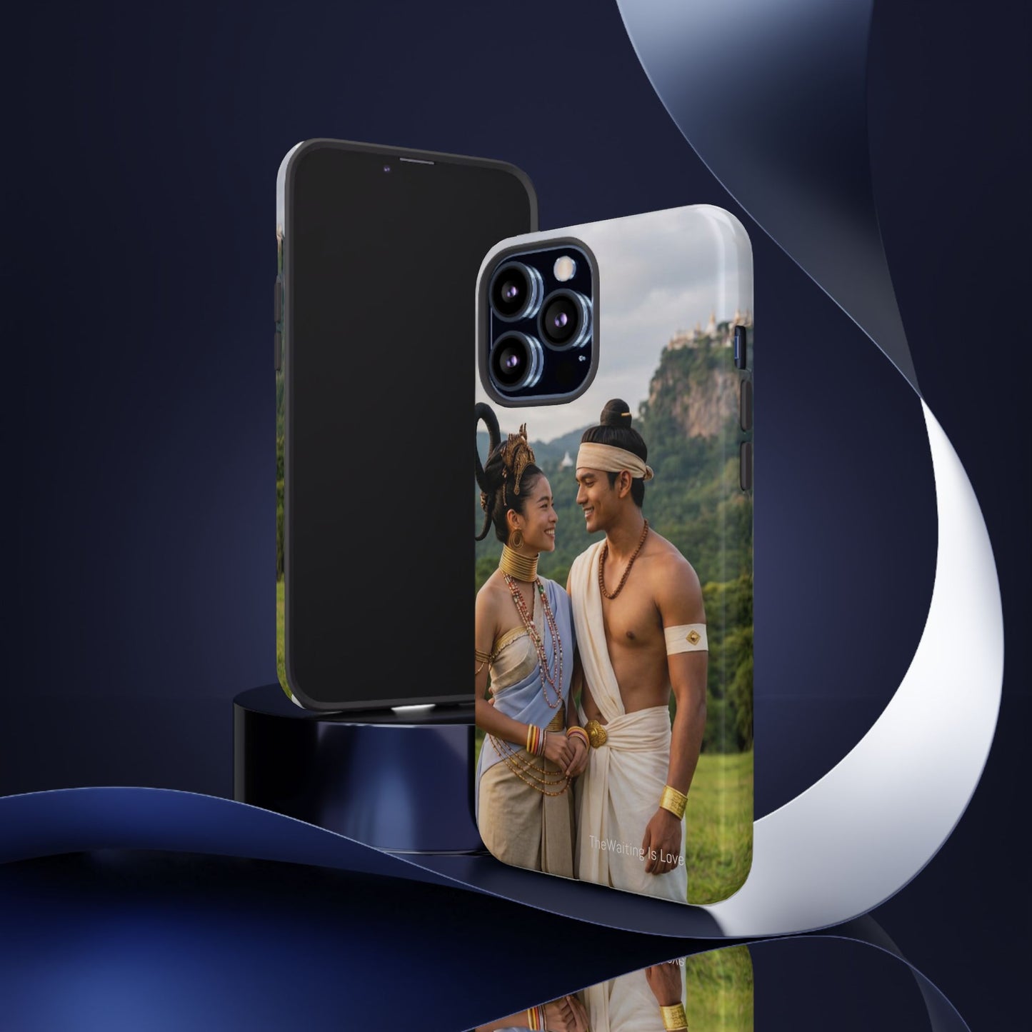Phone Case — Romantic Couple Photo Print, Tropical Temple Landscape Protective Cover