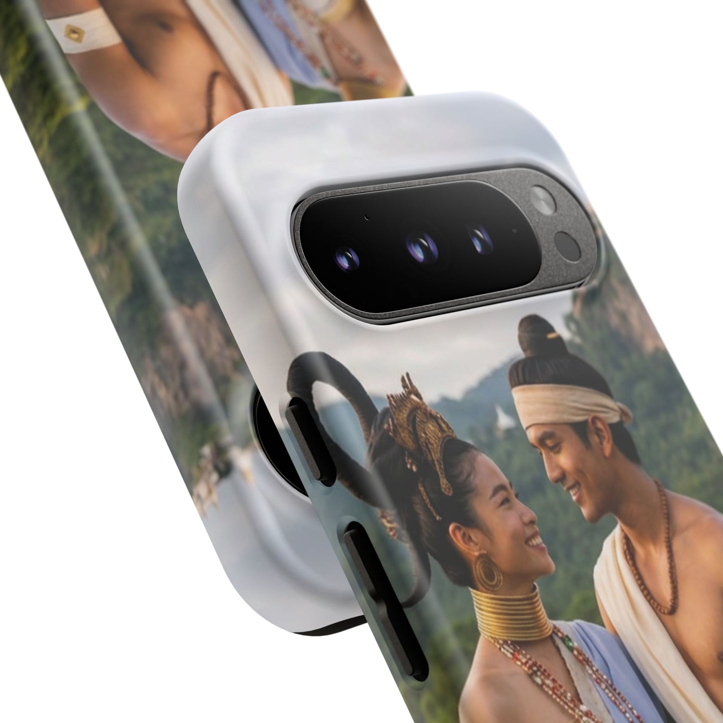Phone Case — Romantic Couple Photo Print, Tropical Temple Landscape Protective Cover