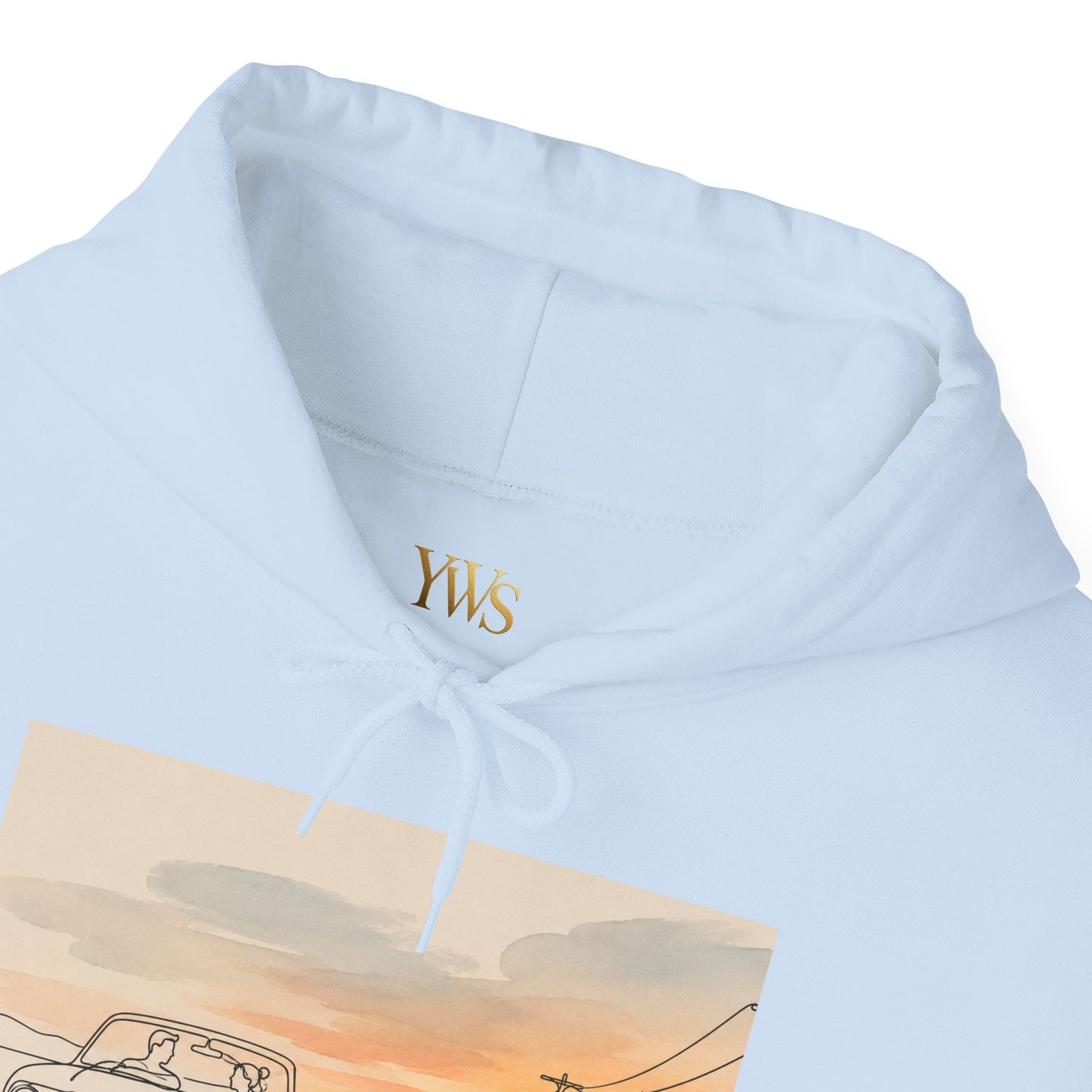 Sunset Drive Hoodie – Retro Car Road Trip Graphic Sweatshirt