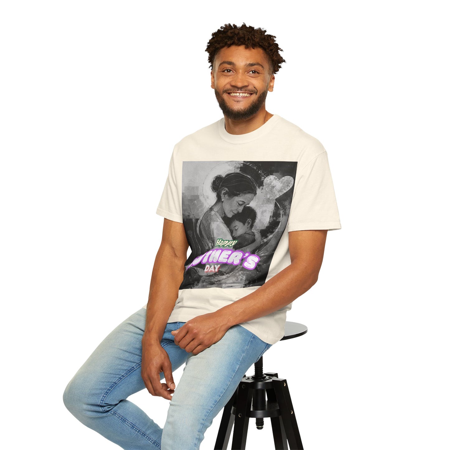 Mother's Day T-Shirt - Vintage Mother & Baby Portrait with "Happy Mother's Day"
