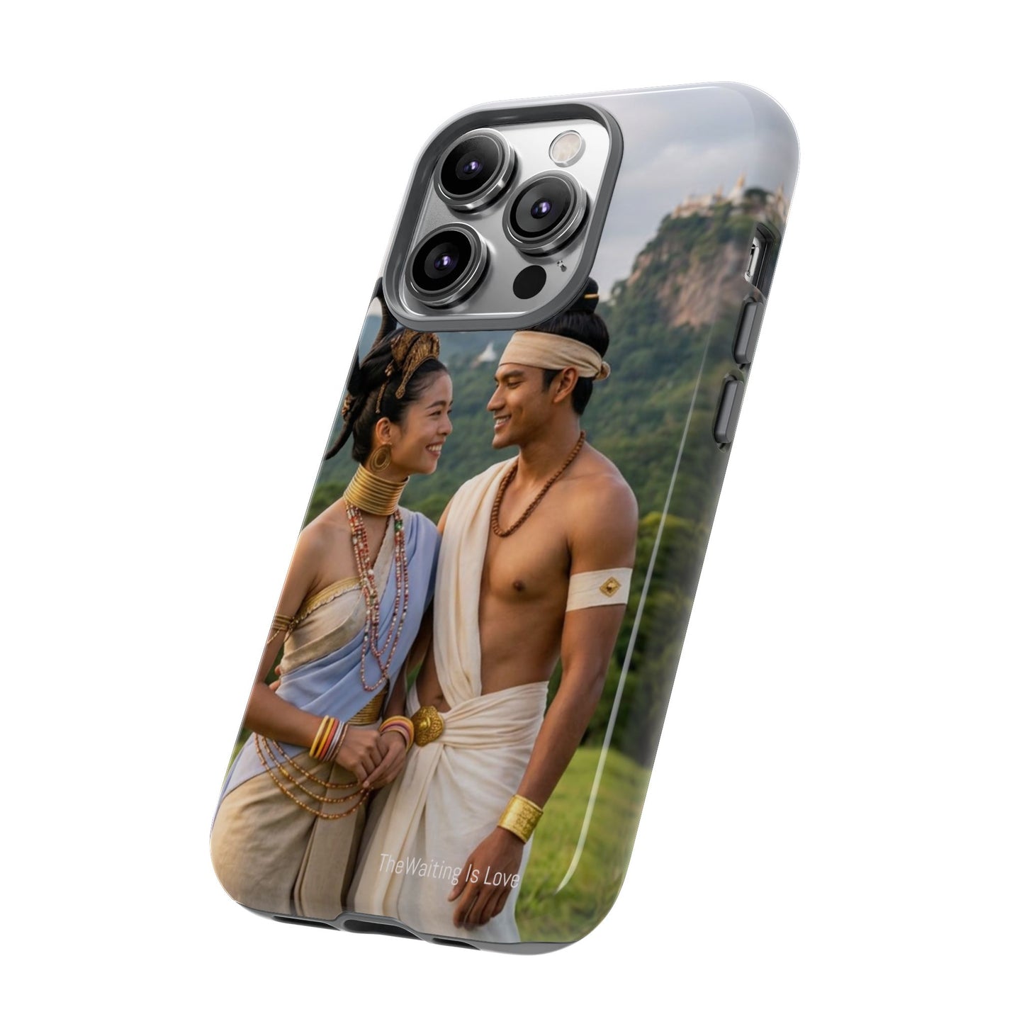 Phone Case — Romantic Couple Photo Print, Tropical Temple Landscape Protective Cover