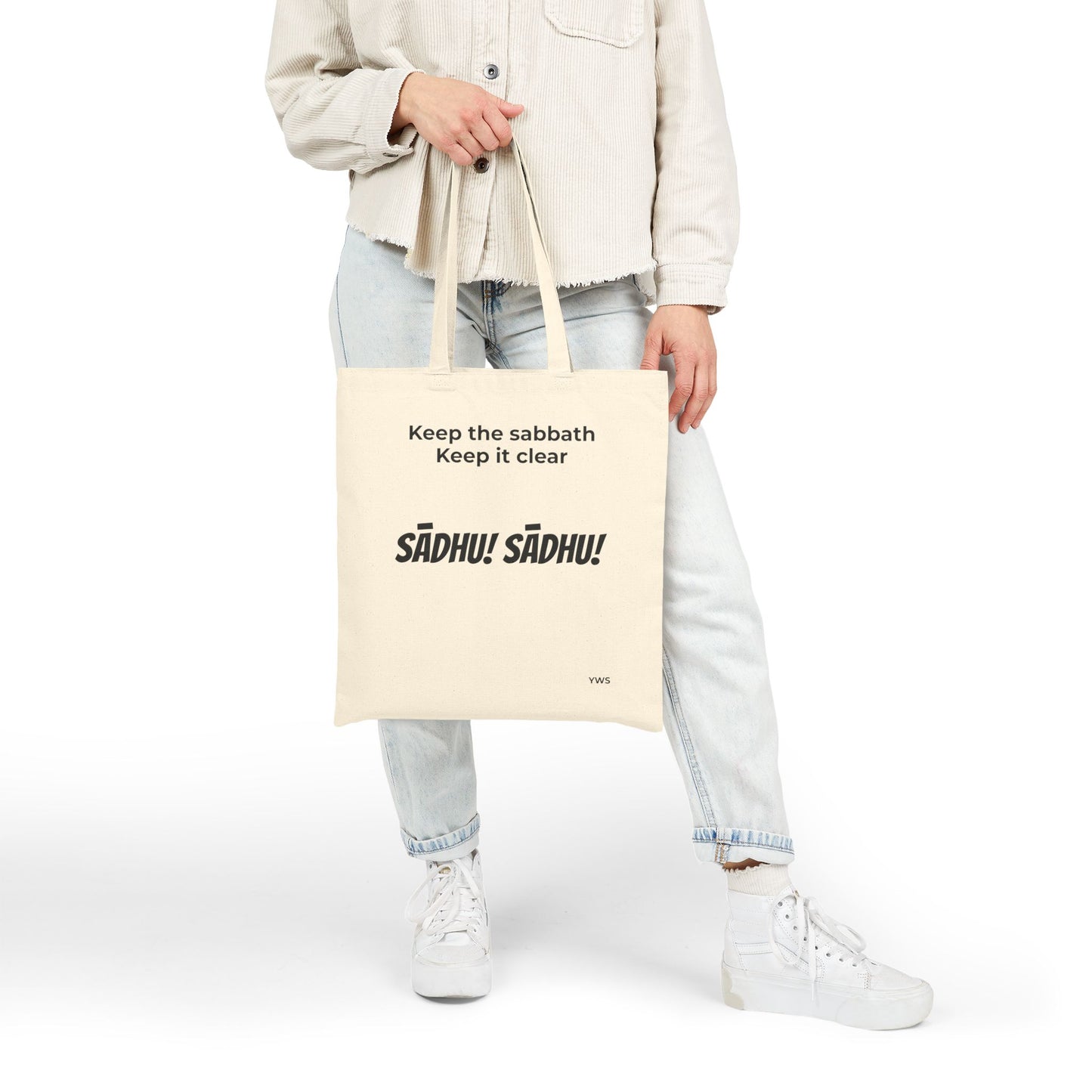 Canvas Tote Bag — "Keep the Sabbath, Keep It Clear" Sadhu Design