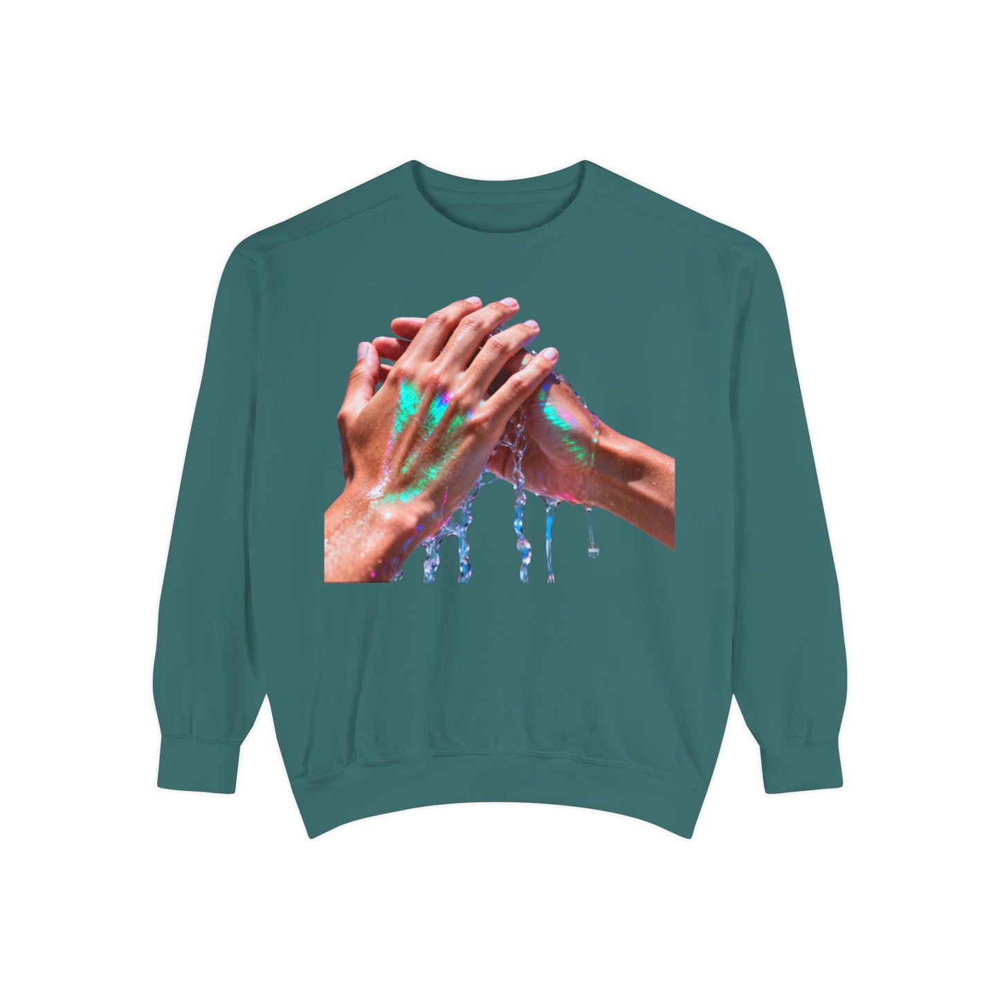 Hands Washing Art Sweatshirt — Colorful Dripping Paint Graphic Crewneck