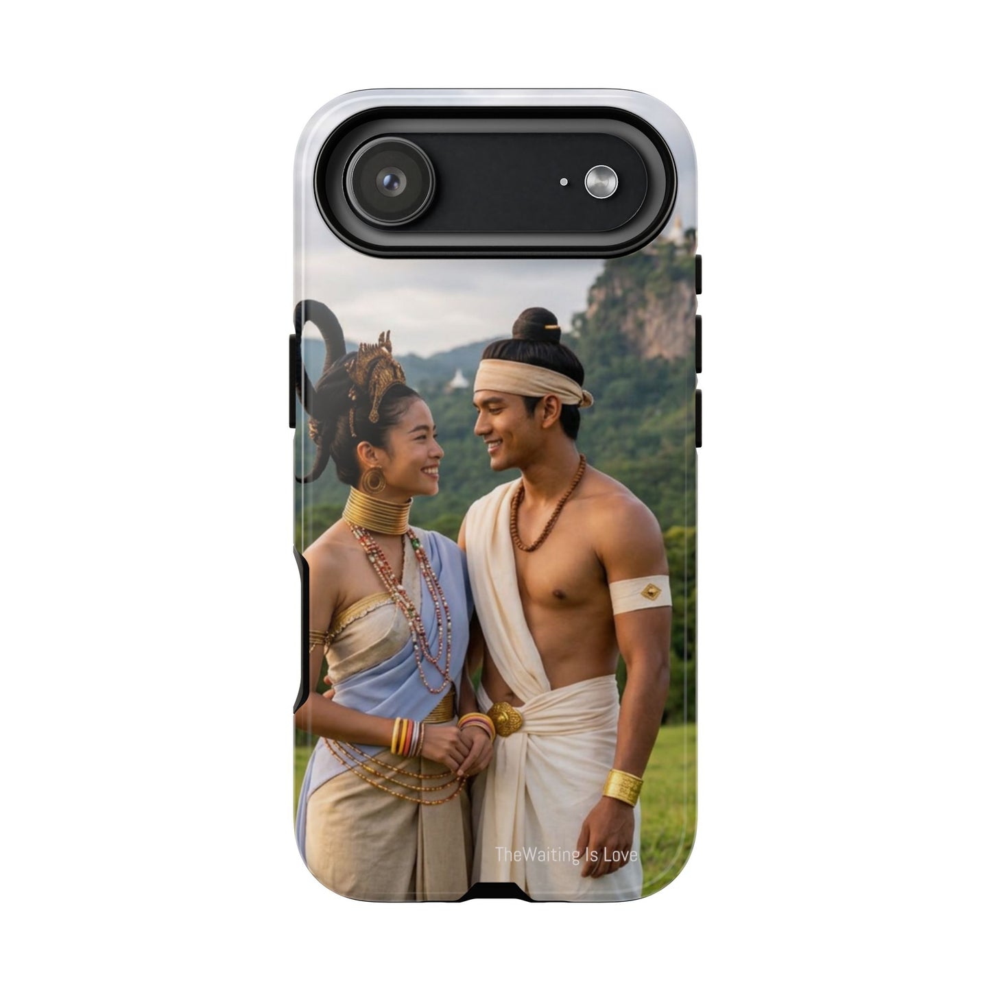 Phone Case — Romantic Couple Photo Print, Tropical Temple Landscape Protective Cover