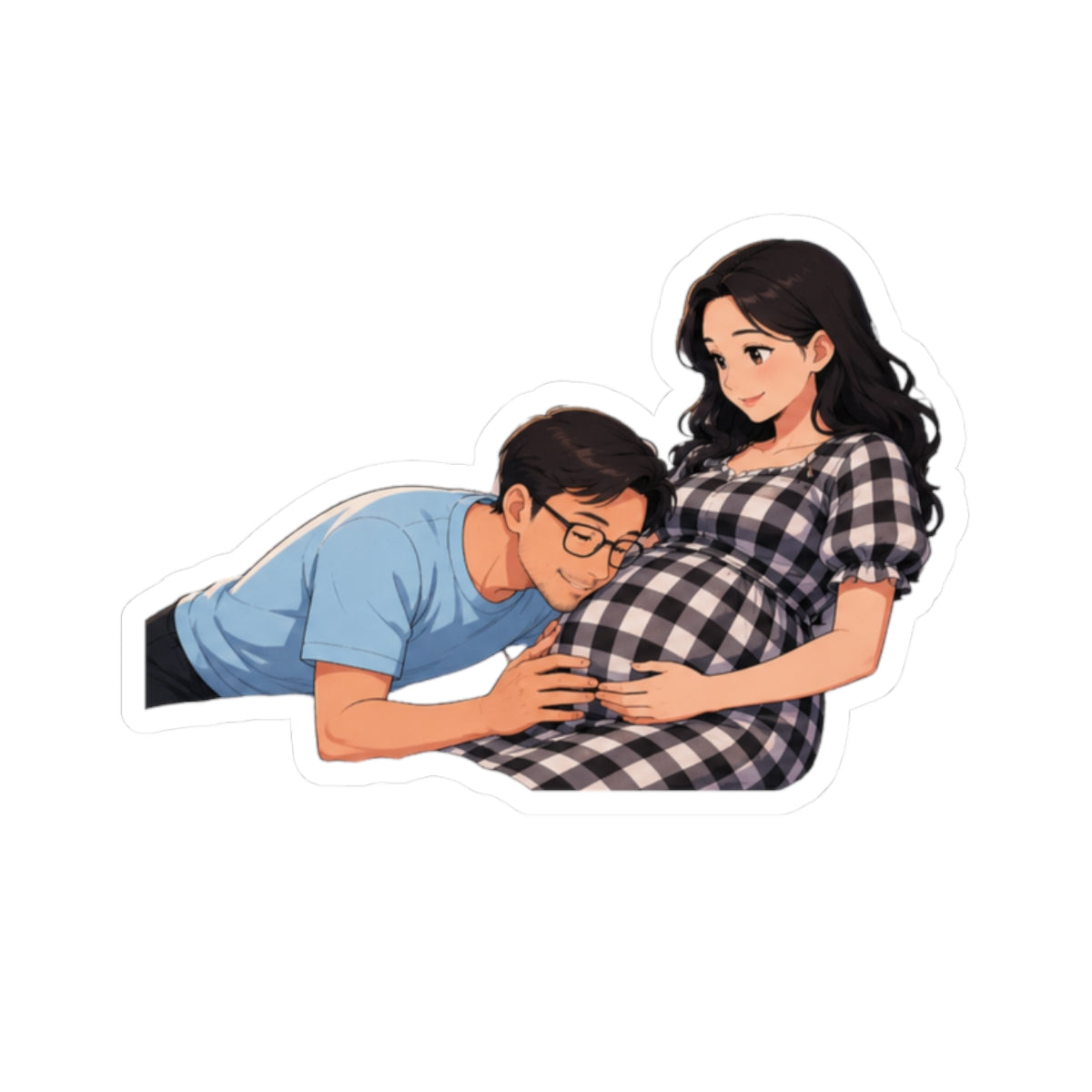 Pregnancy Love Sticker — Expectant Couple Kiss-Cut Vinyl Decal