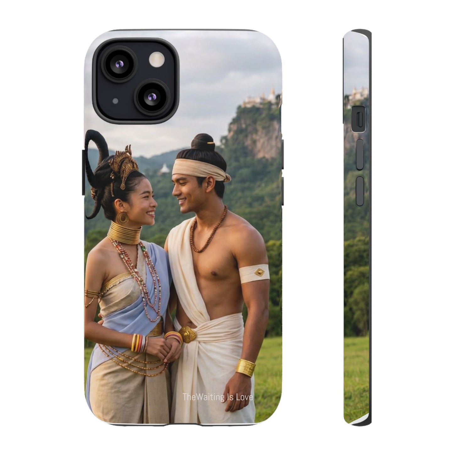 Phone Case — Romantic Couple Photo Print, Tropical Temple Landscape Protective Cover