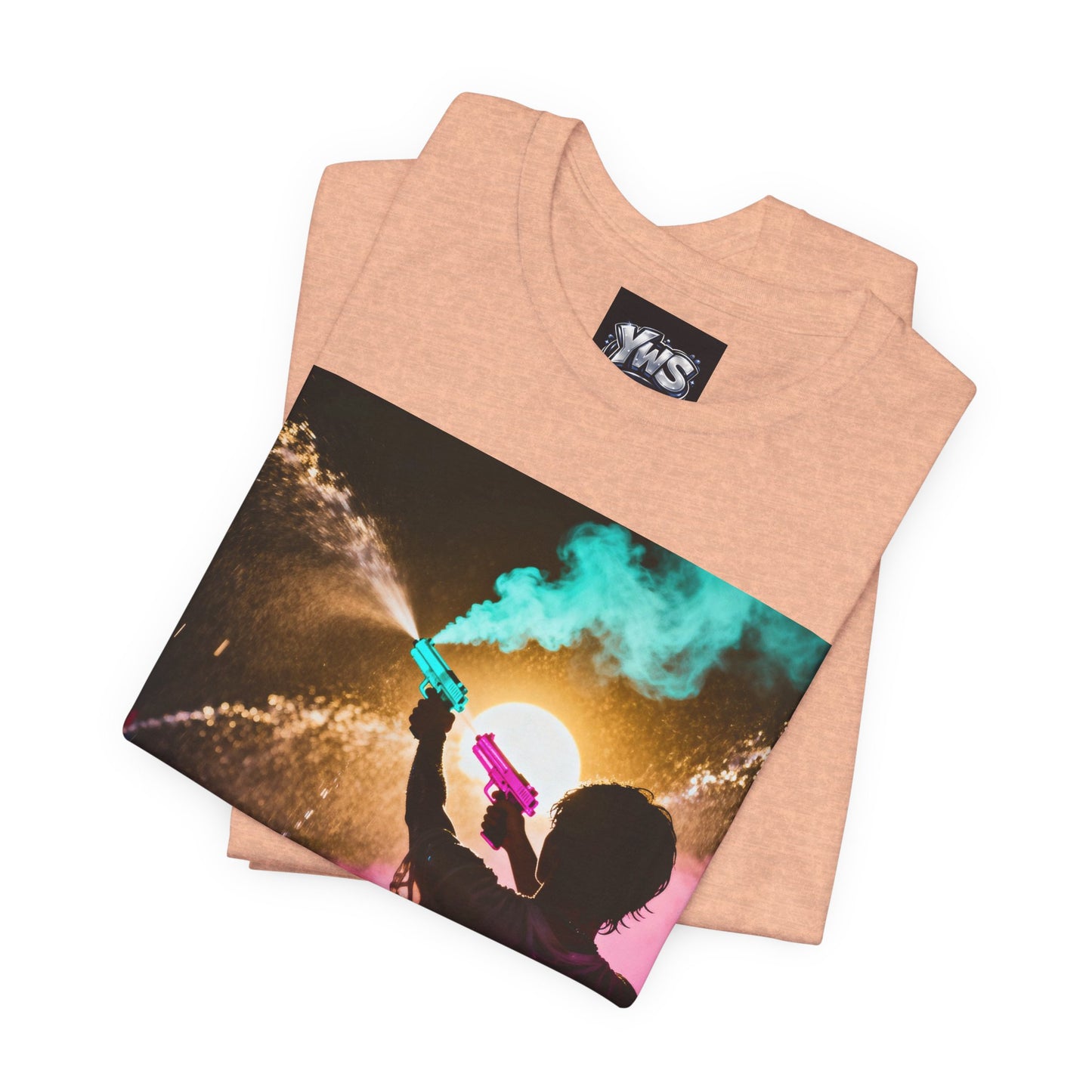 Concert Silhouette Tee — Colorful Smoke Festival Photo T‑Shirt