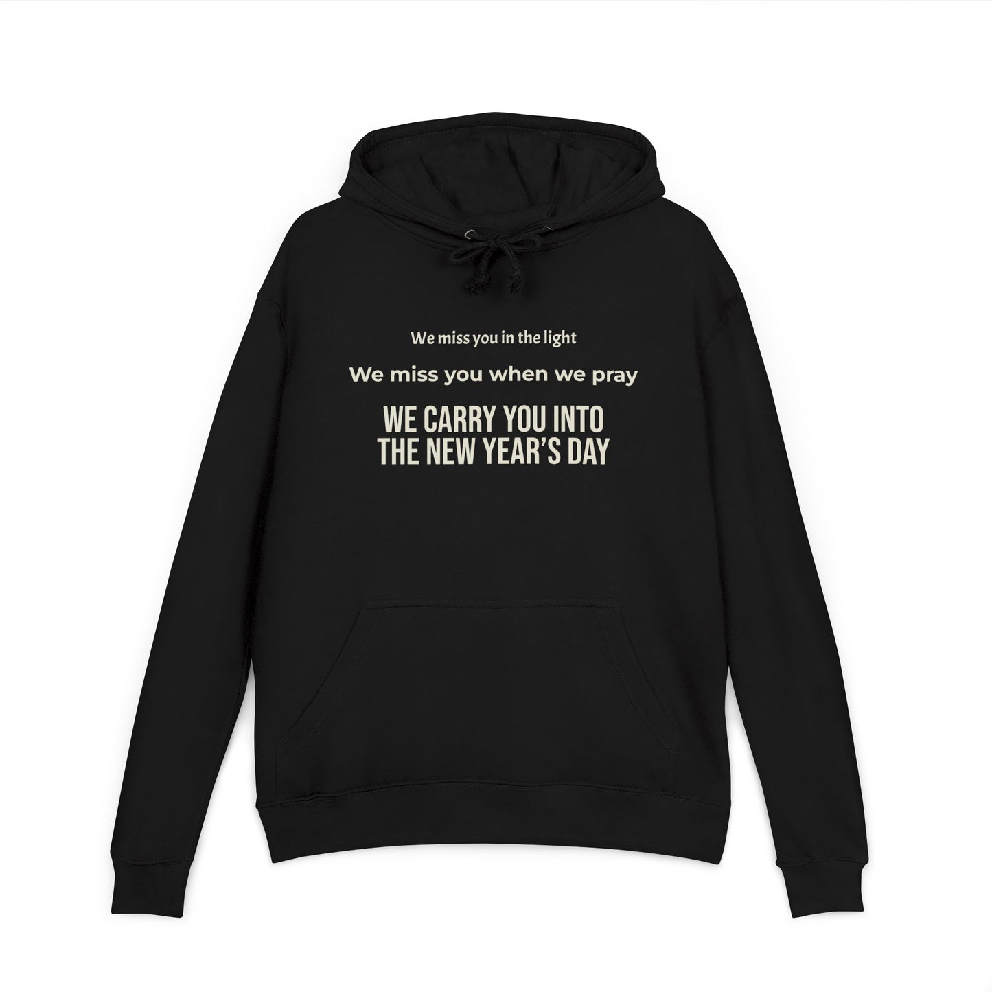 Black 'Tomorrow' Graphic Hoodie — Subtle Tonal Vintage Text Pullover