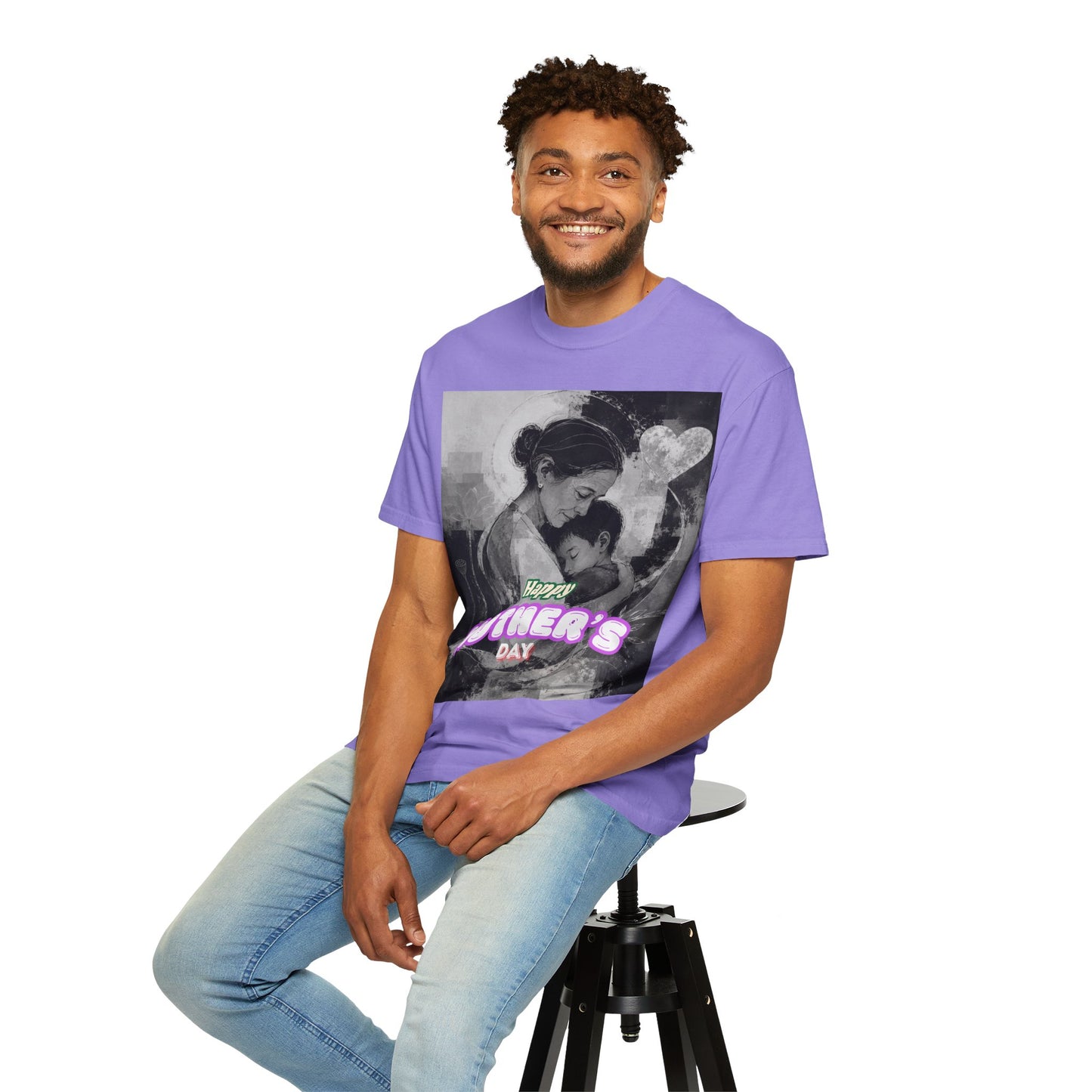 Mother's Day T-Shirt - Vintage Mother & Baby Portrait with "Happy Mother's Day"