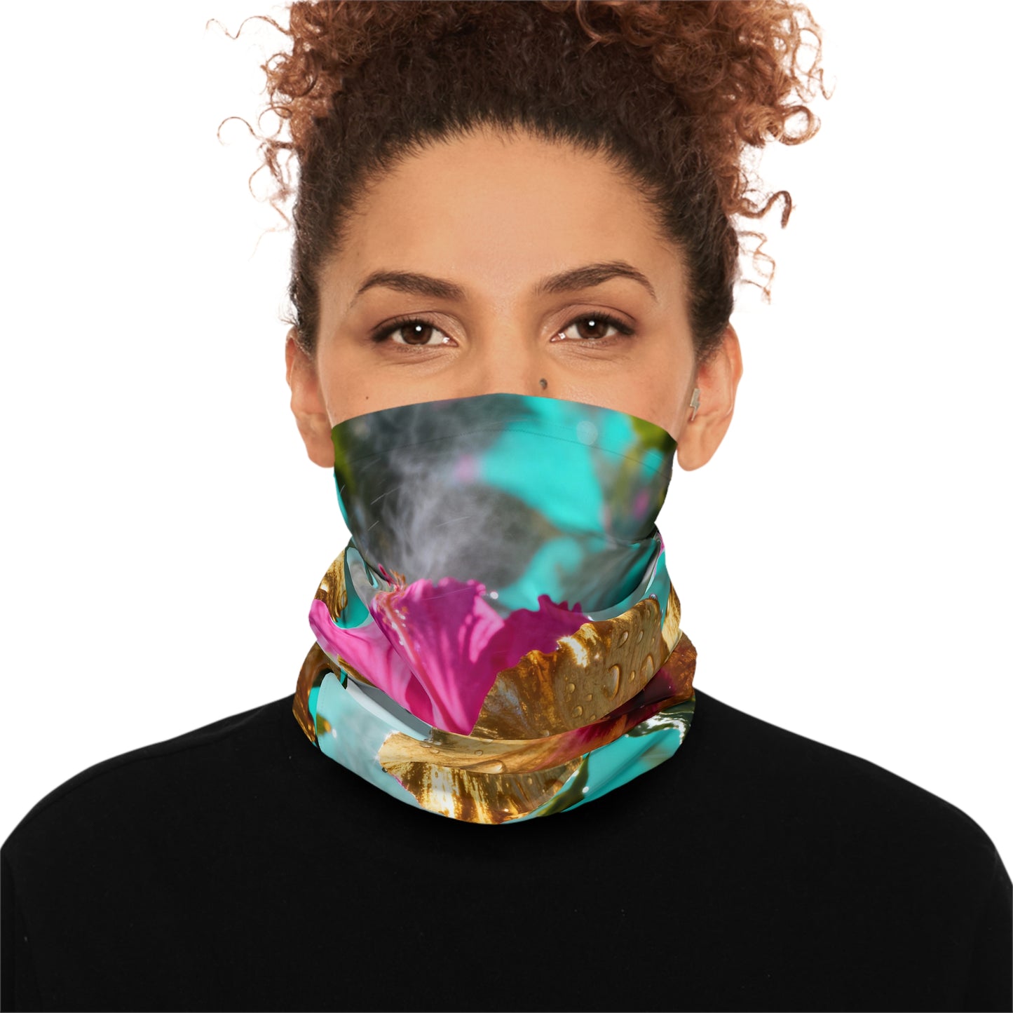 Hibiscus Floral Neck Gaiter — Tropical Flower Face Scarf