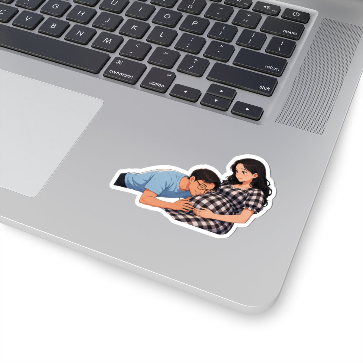 Pregnancy Love Sticker — Expectant Couple Kiss-Cut Vinyl Decal