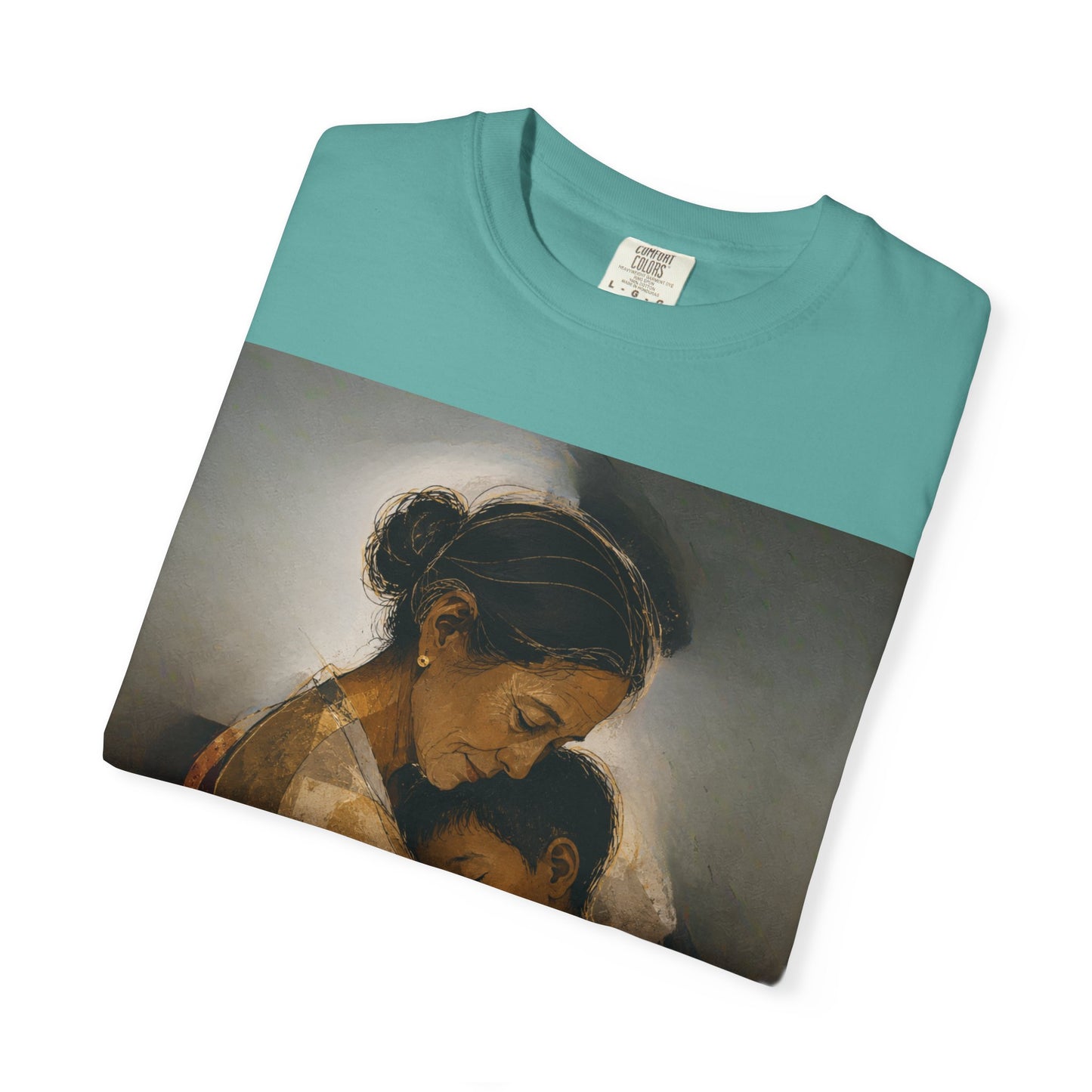 T-Shirt — Mother and Child Embrace Graphic Tee with Inspirational Quote