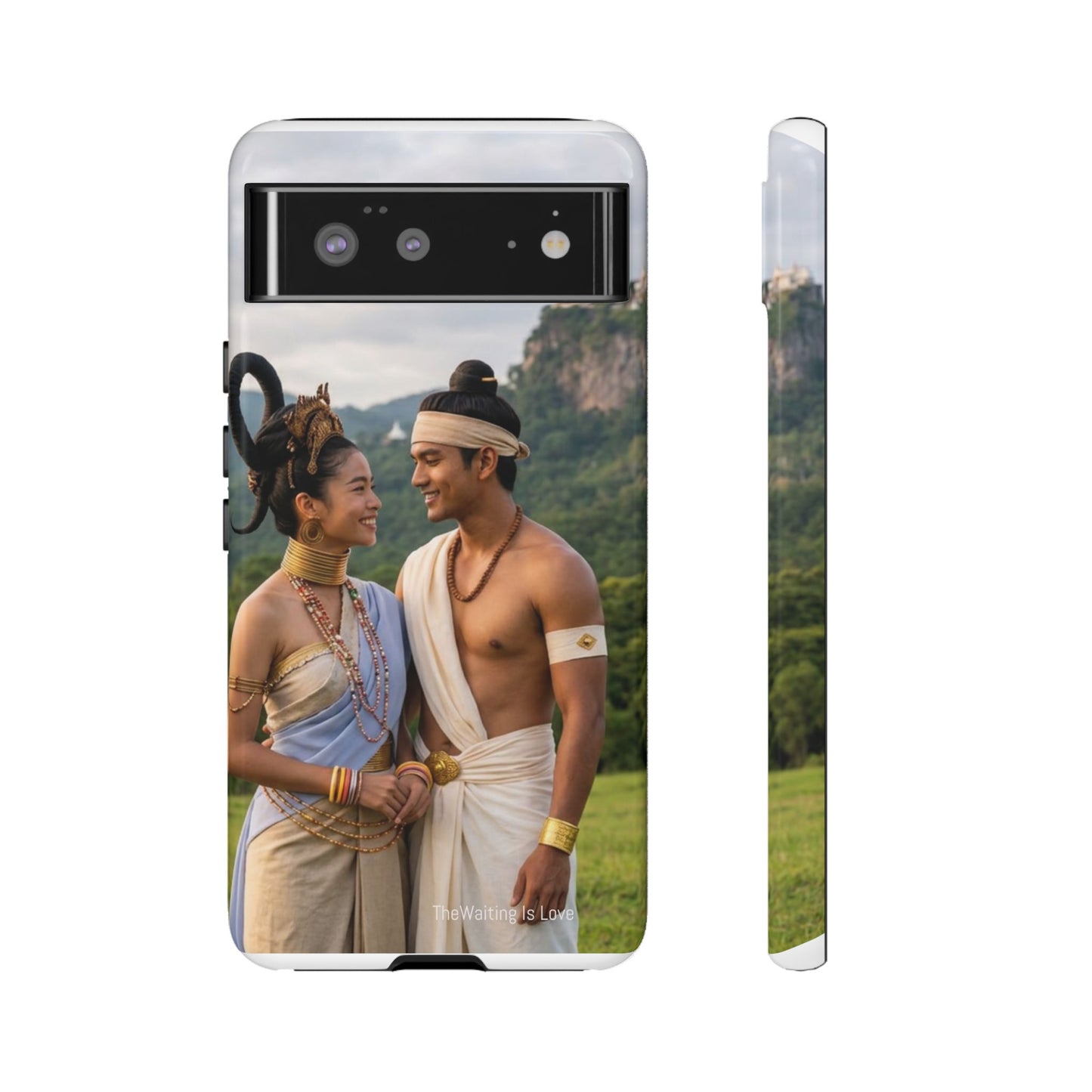 Phone Case — Romantic Couple Photo Print, Tropical Temple Landscape Protective Cover