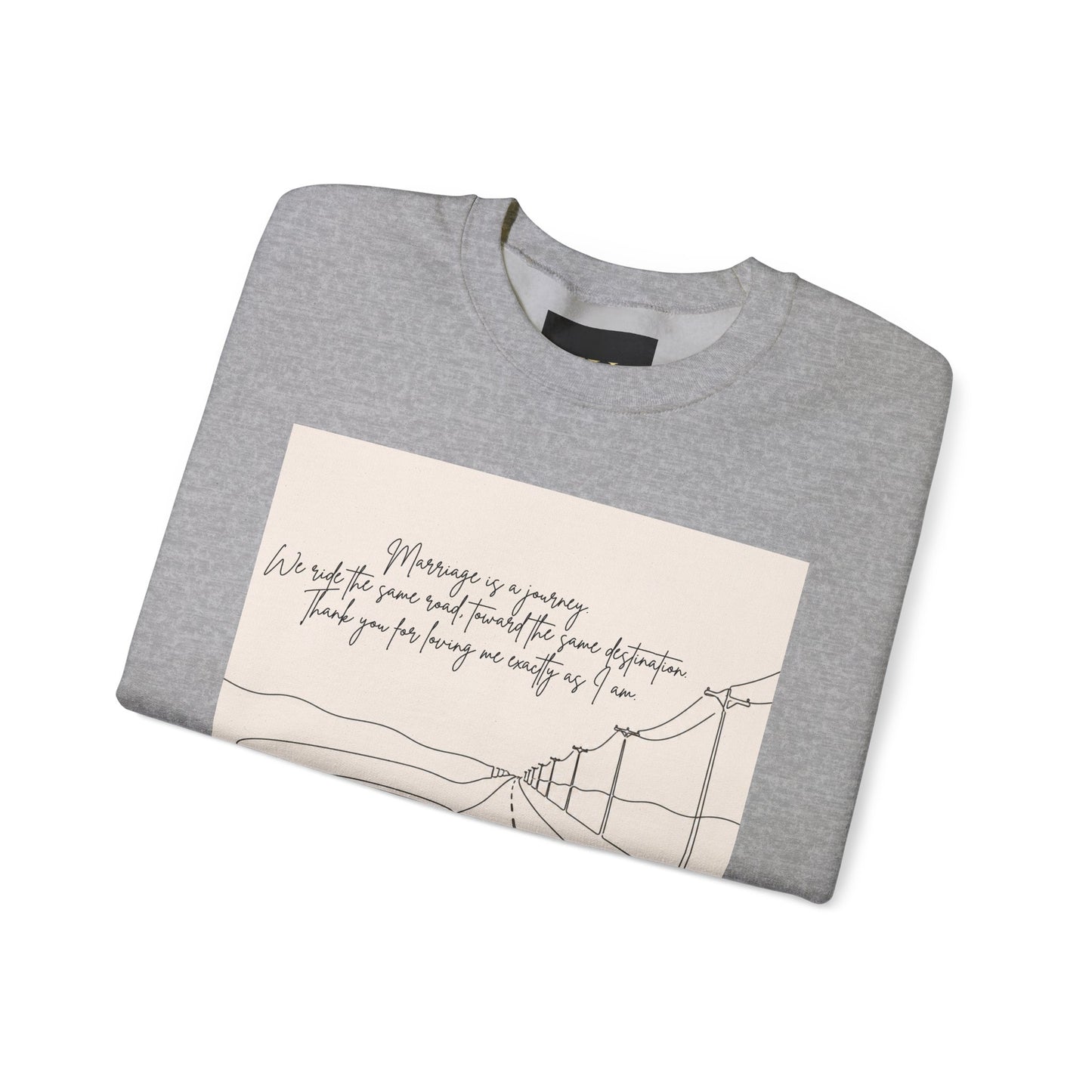 Graphic Sweatshirt — Minimal Line Art Road Trip Design with Inspirational Script