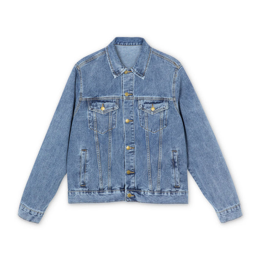 Denim Jacket — Vintage Mother and Child Art Patch Back Print