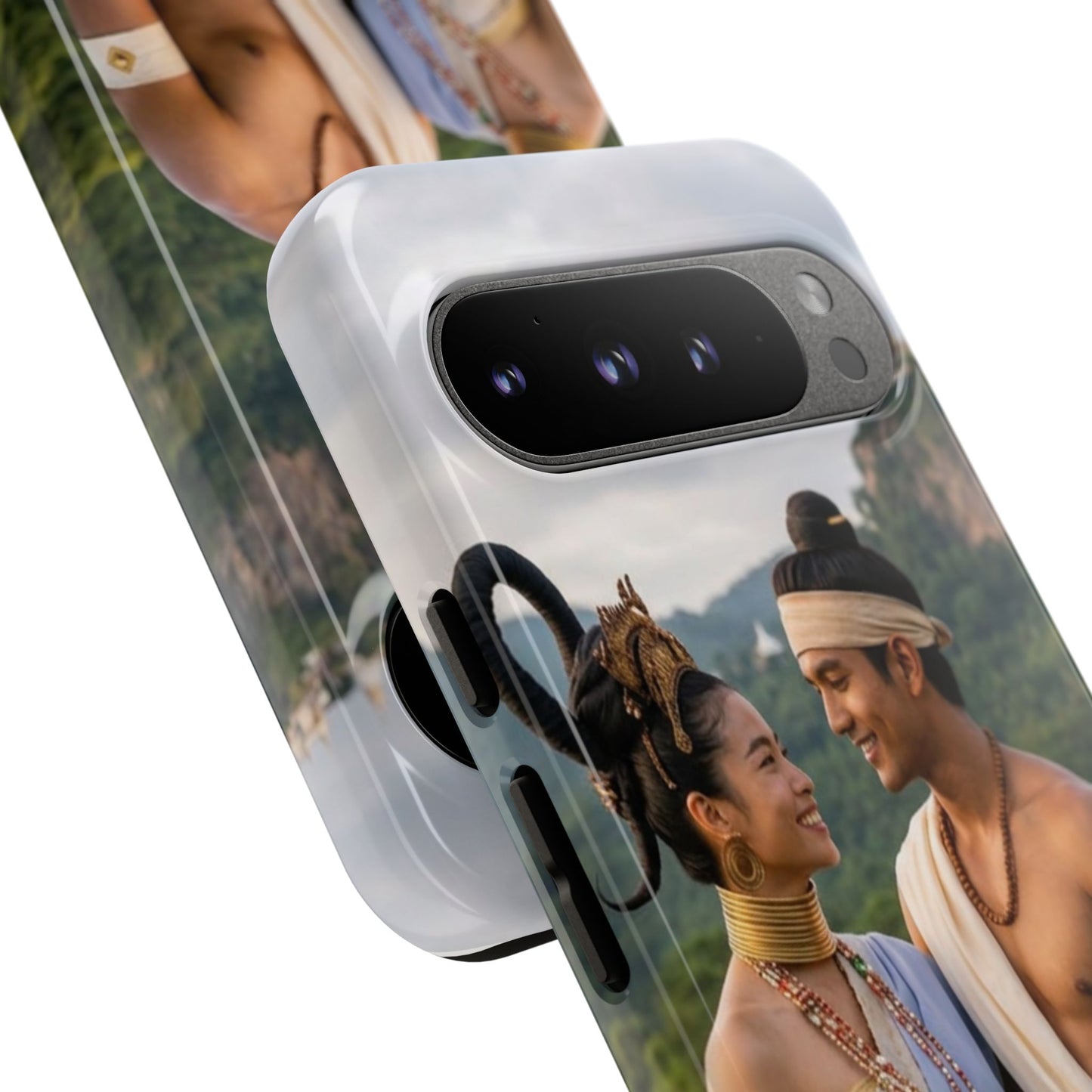 Phone Case — Romantic Couple Photo Print, Tropical Temple Landscape Protective Cover