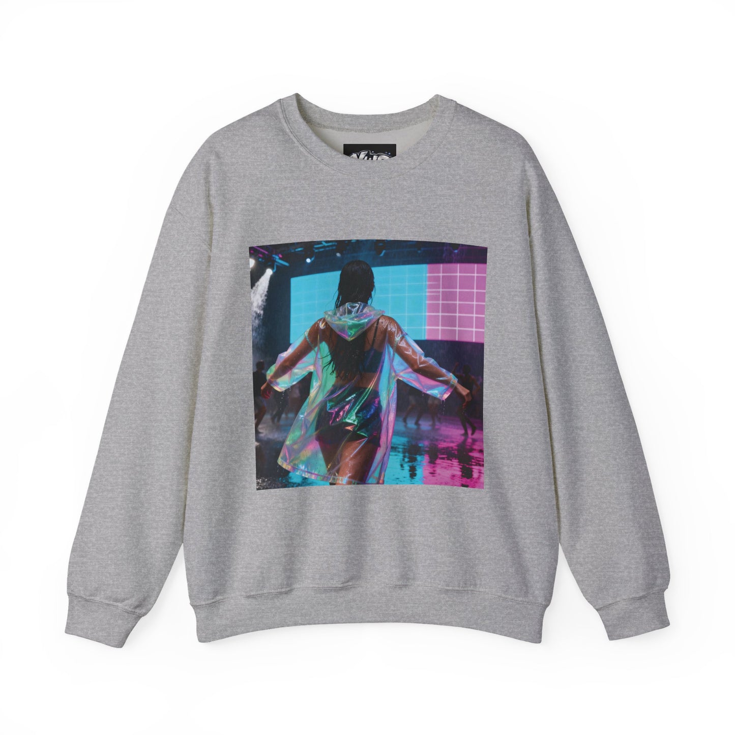 Retro Neon Concert Sweatshirt — Glitchy Music Festival Crewneck