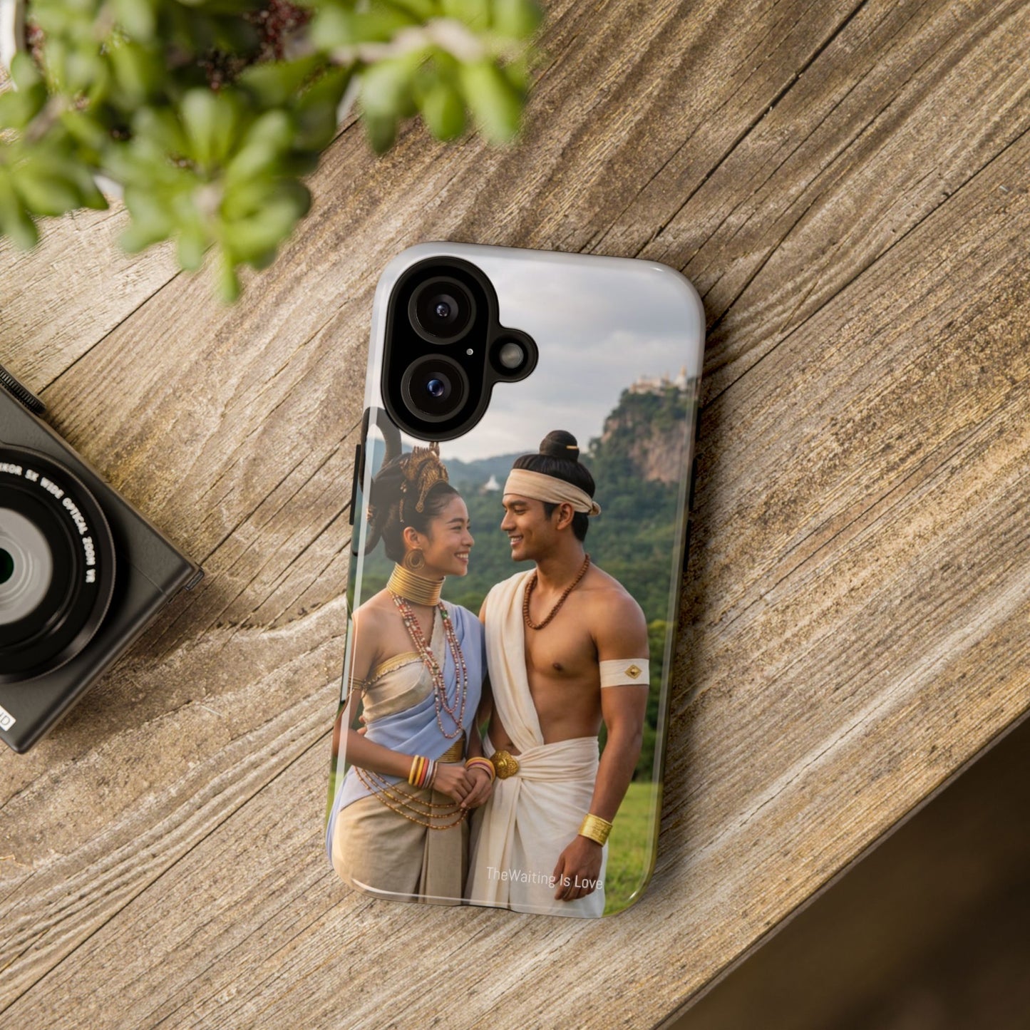 Phone Case — Romantic Couple Photo Print, Tropical Temple Landscape Protective Cover