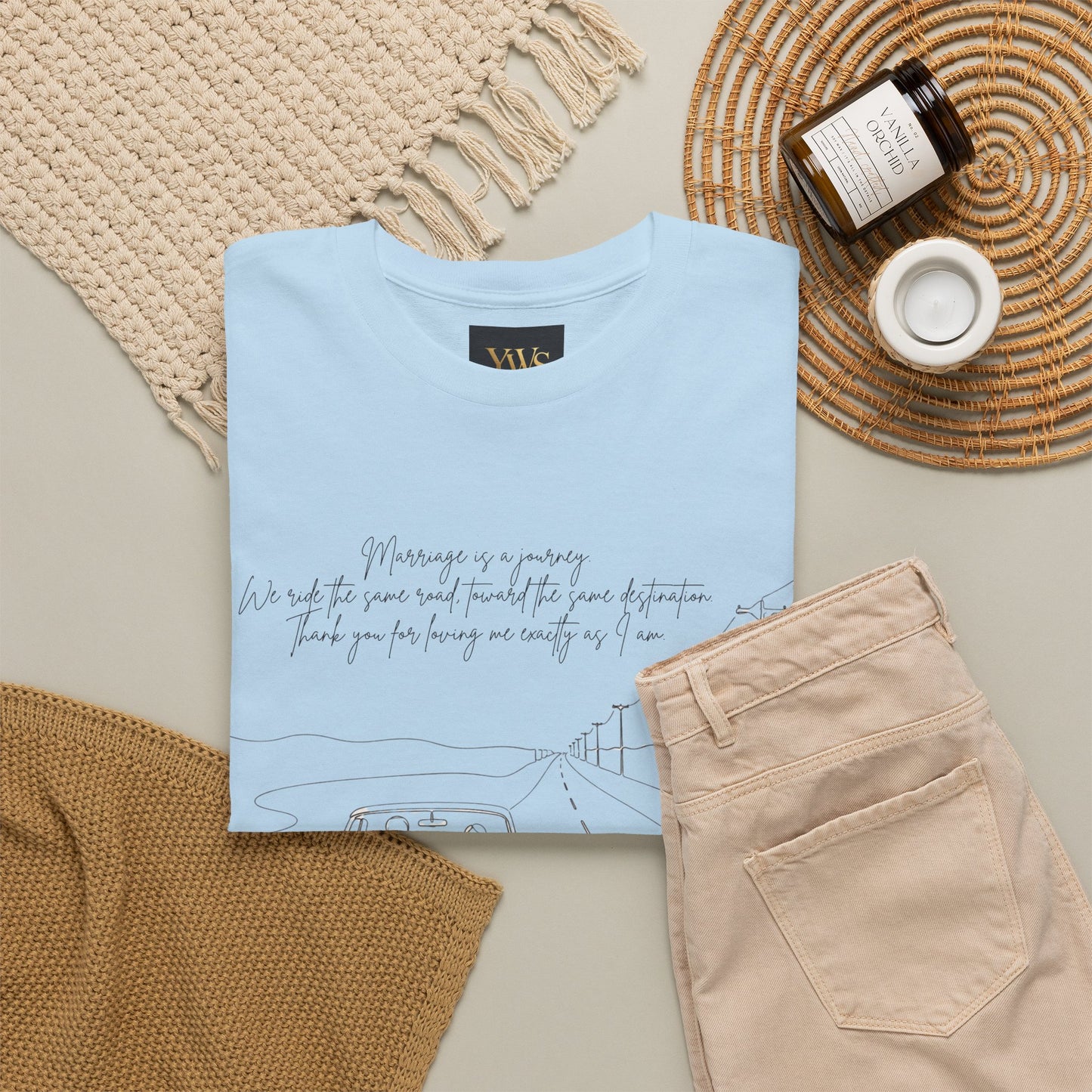 Vintage Road Sketch Tee — Minimal Car Illustration with Handwritten Quote