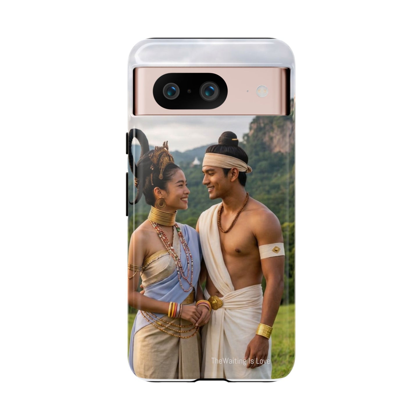 Phone Case — Romantic Couple Photo Print, Tropical Temple Landscape Protective Cover