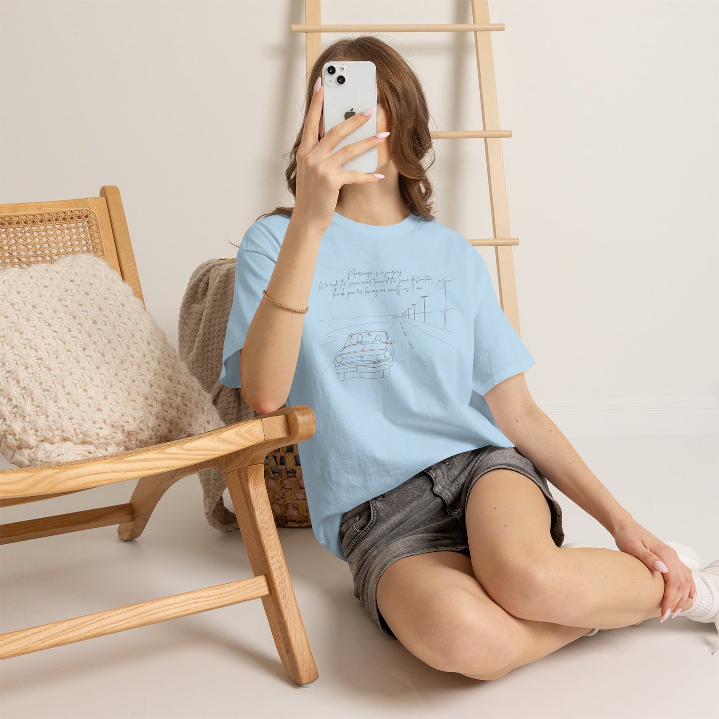 Vintage Road Sketch Tee — Minimal Car Illustration with Handwritten Quote